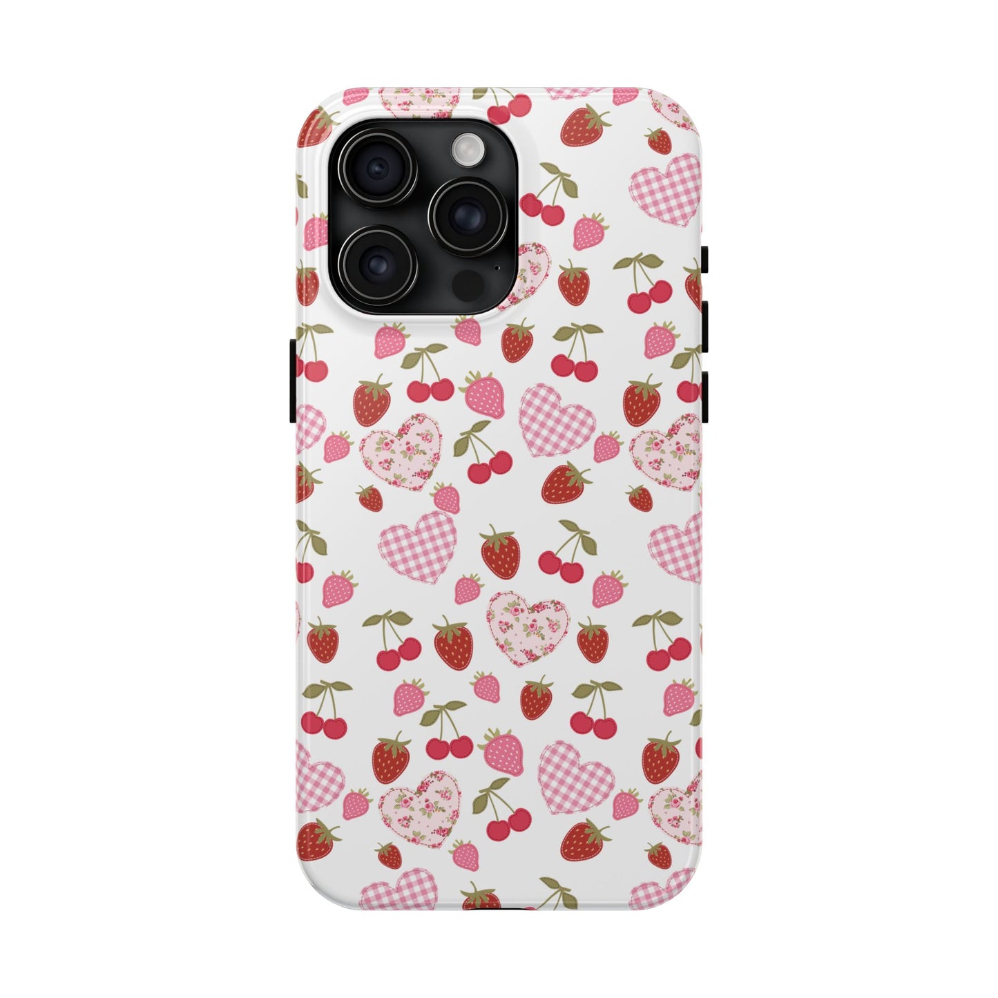 Hearts and Berries Phone Case, Coquette Design Case, Durable Phone Case, Tough Phone Cases