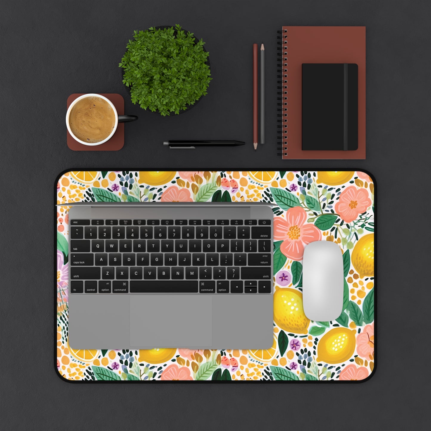 Citrus Garden Desk Mat, Whimsical Aesthetic Desk Protector, Colorful Desk Mat, Aesthetic Desk Mat, Large Desk Mat