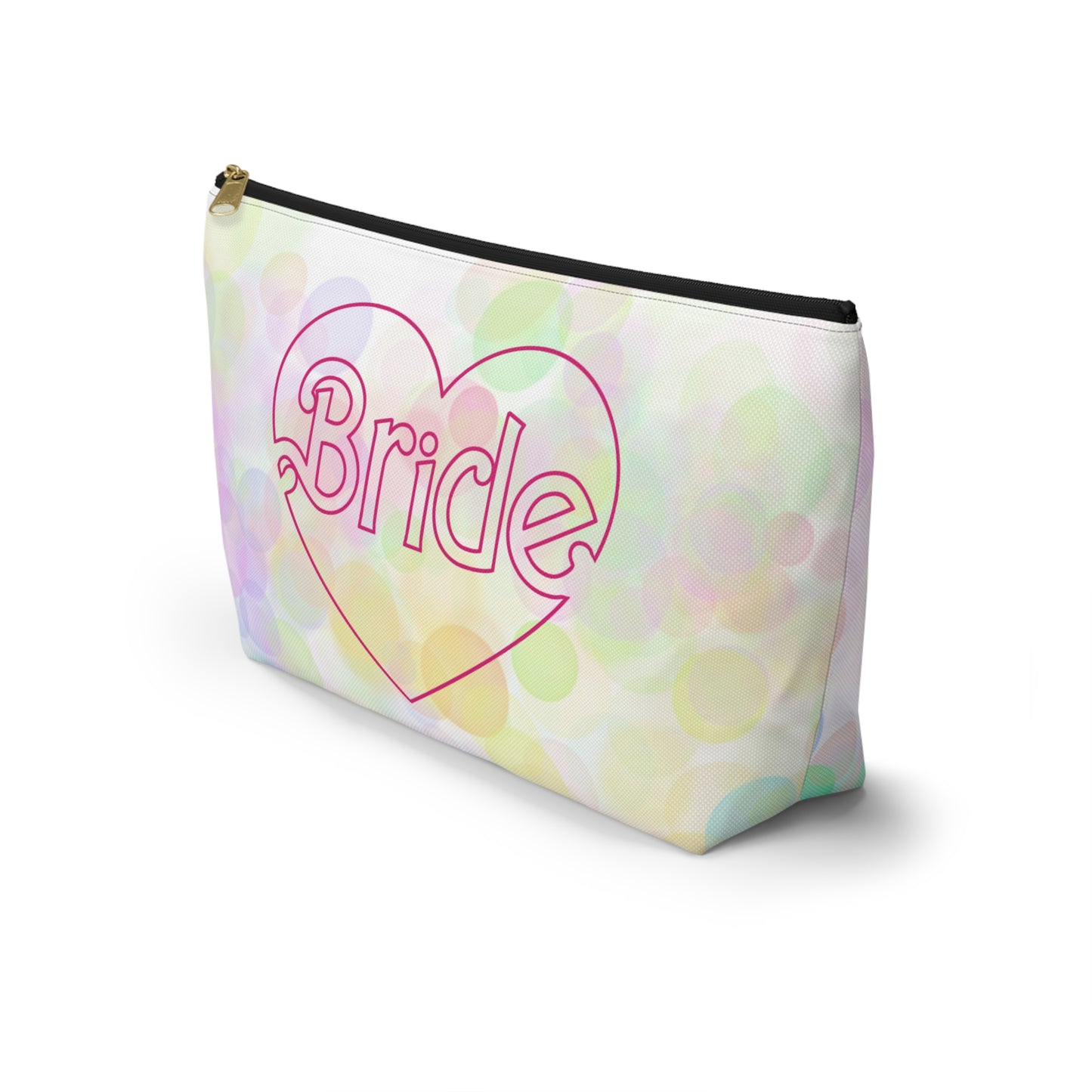 Brides Bokeh Heart Accessory Pouch w T-bottom