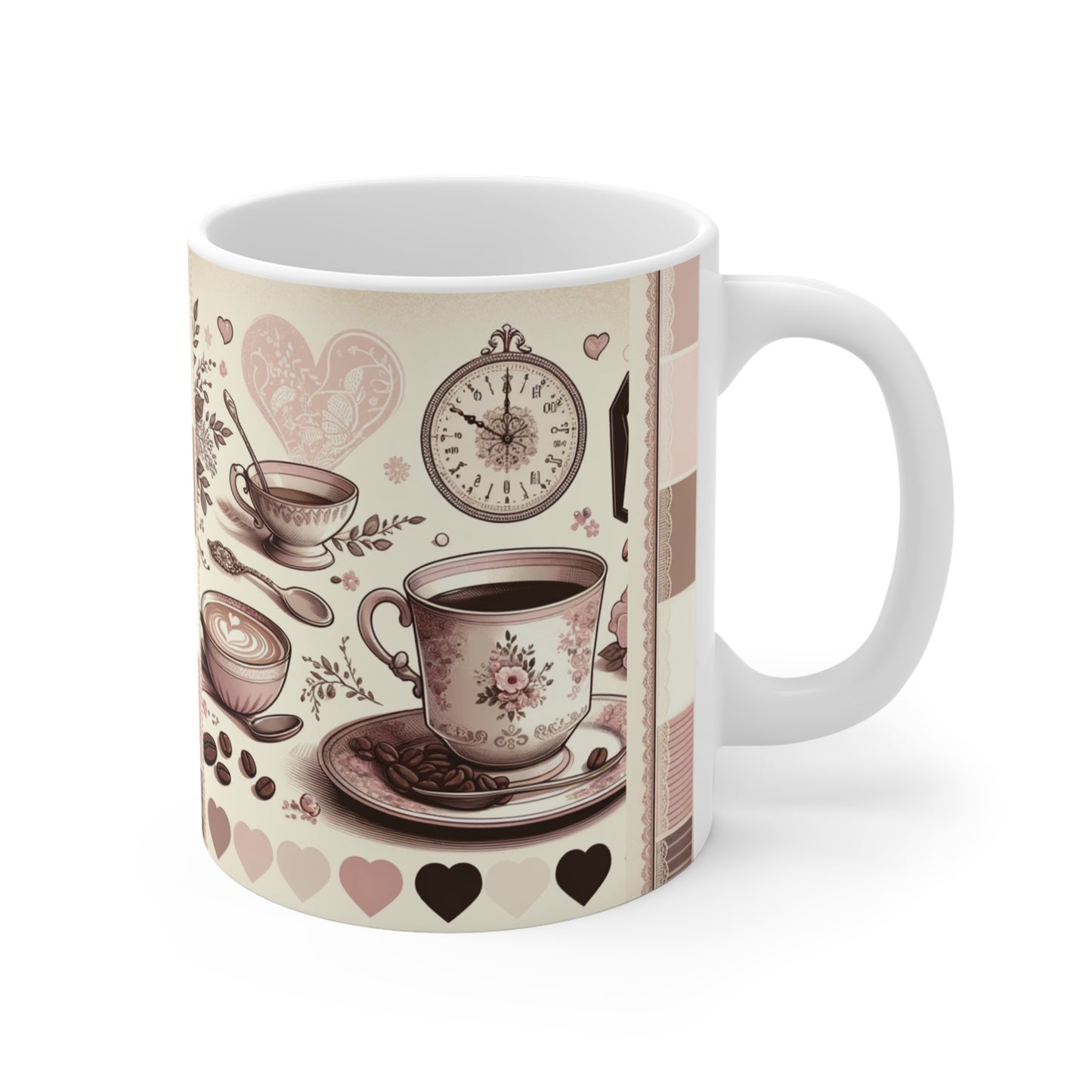 Coffee Lovers Nostalgia Mug Vintage Coffee Art Cozy Aesthetic Latte Love Floral Theme Nostalgic Design Kitchen Art Coffee Love Gift for Her