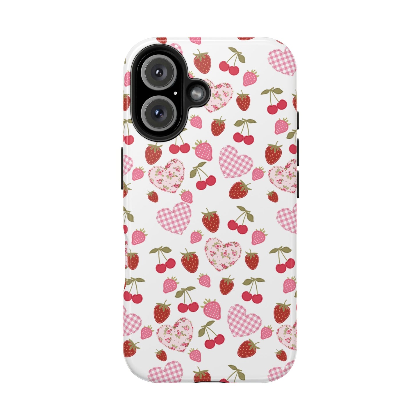 Hearts and Berries Phone Case, Coquette Design Case, Durable Phone Case, Tough Phone Cases