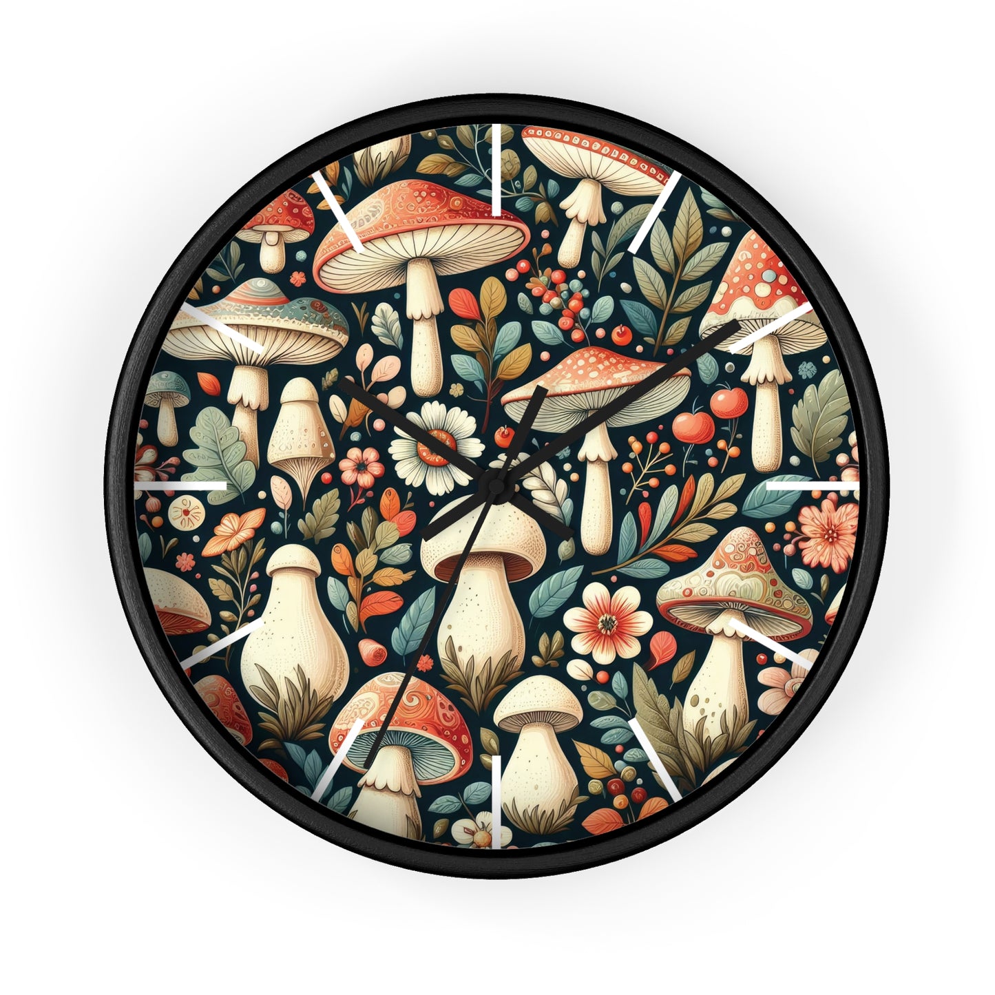 Botanical Mushroom Wall Clock, Nature Themed Clock, Botanical Wall Clock, Unique Wall Clock