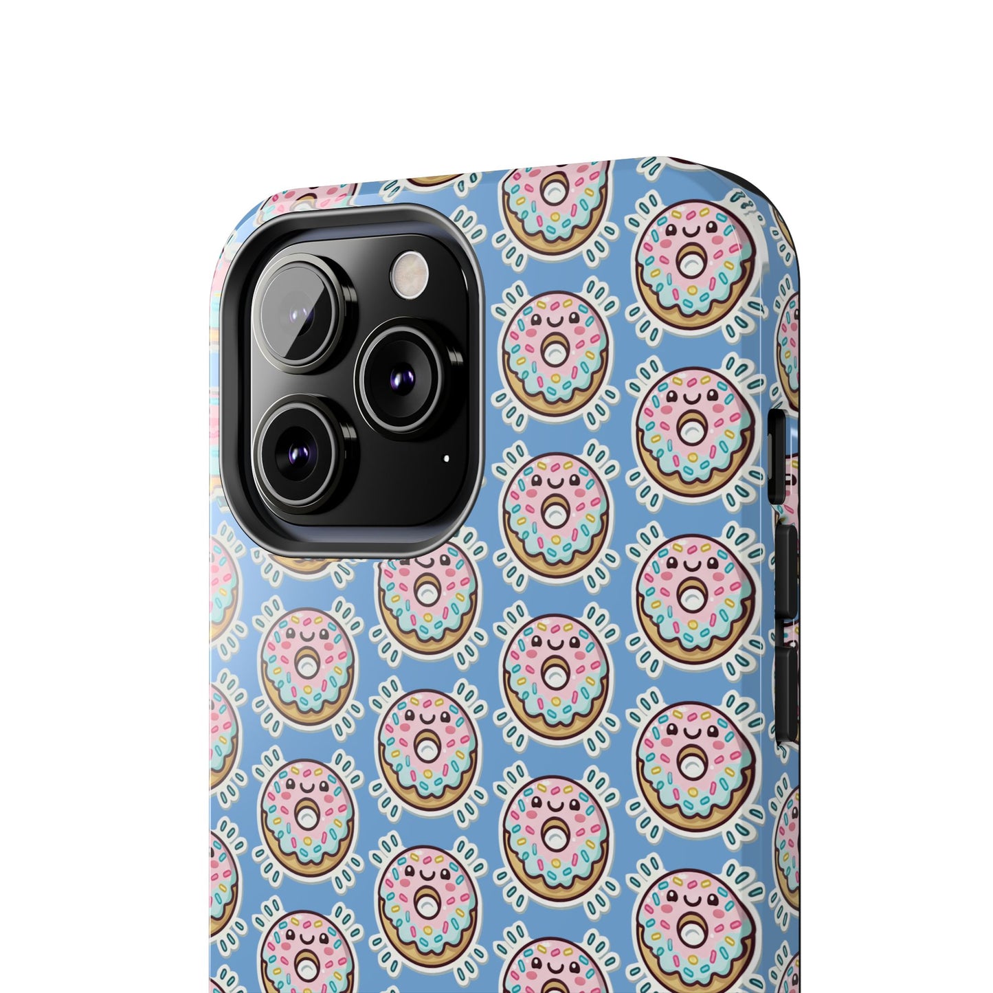 Phone Case, Korean Pop Art Sprinkle Donut Design with Periwinkle Background - Tough Protective Cover, Cute Kawaii Gift, Unique Cellphone