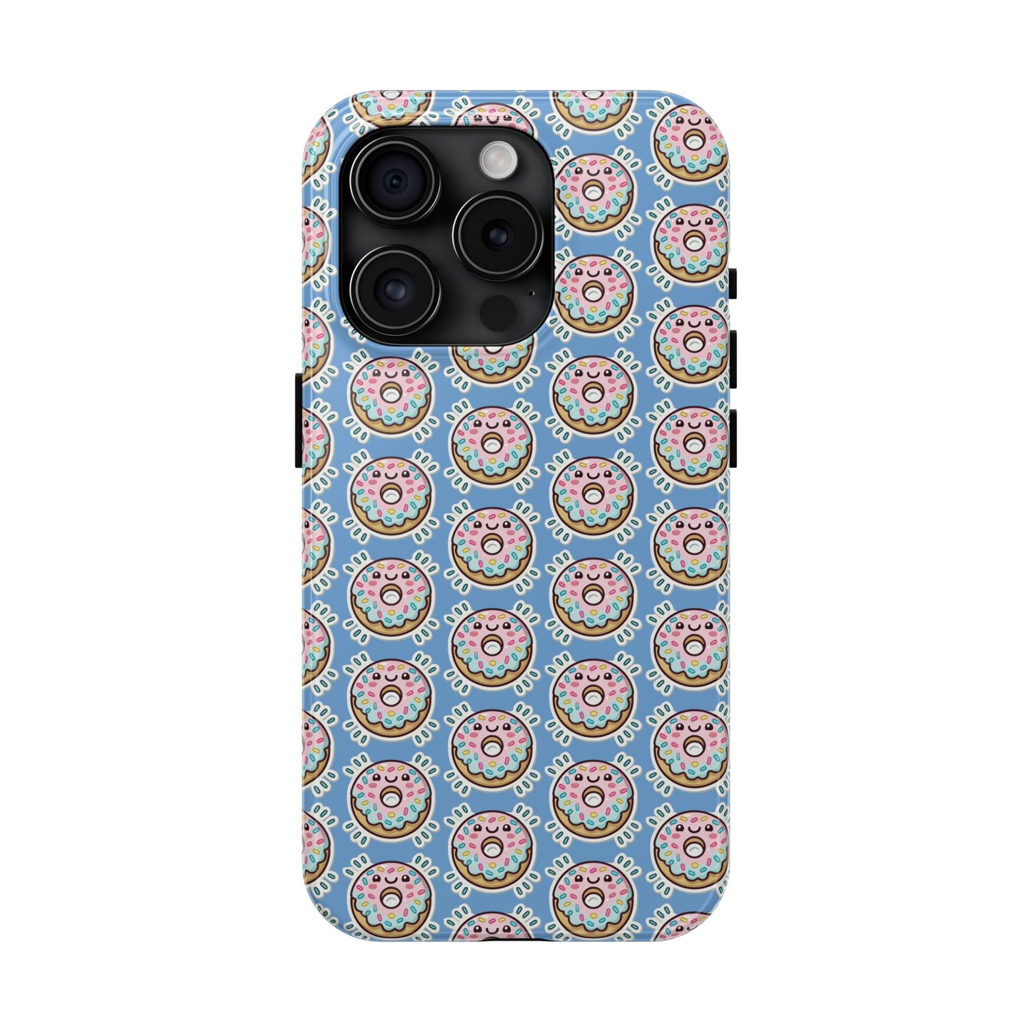 Phone Case, Korean Pop Art Sprinkle Donut Design with Periwinkle Background - Tough Protective Cover, Cute Kawaii Gift, Unique Cellphone