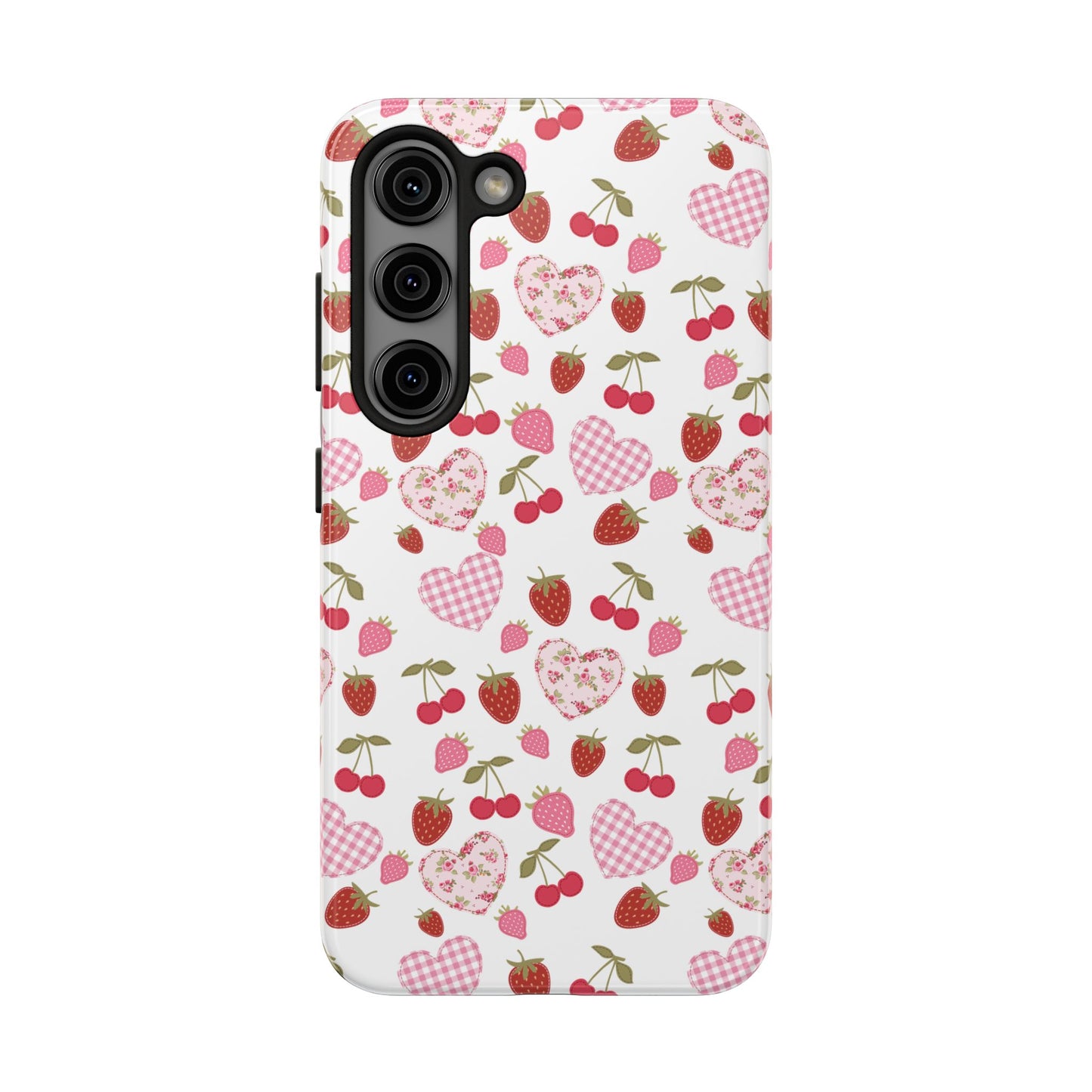 Hearts and Berries Phone Case, Coquette Design Case, Durable Phone Case, Tough Phone Cases