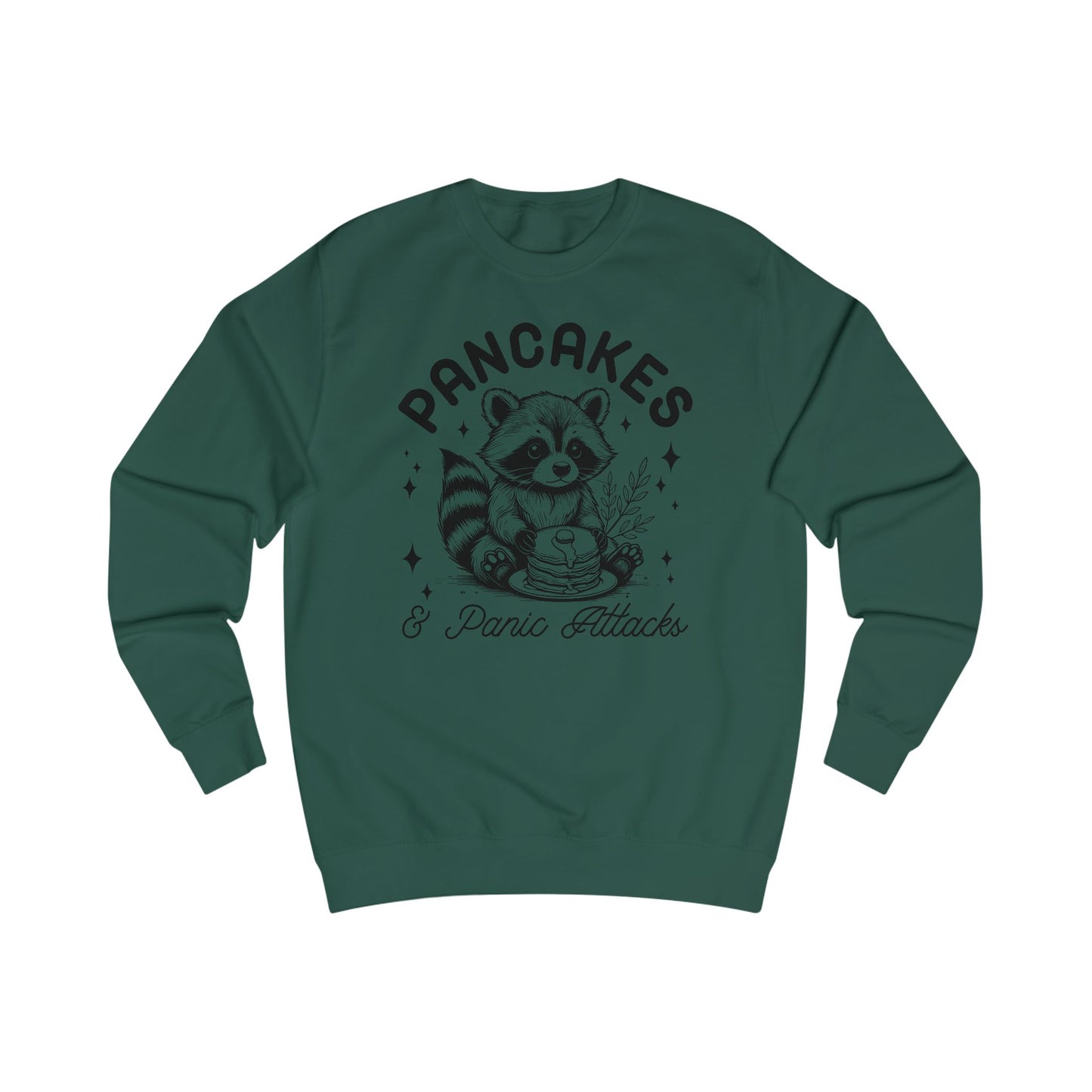 Whimsical Raccoon Sweatshirt, Pancakes and Panic Attacks, Cozy Jumper, Funny Animal Top, Cute Sweater, Gift for Raccoon Lovers