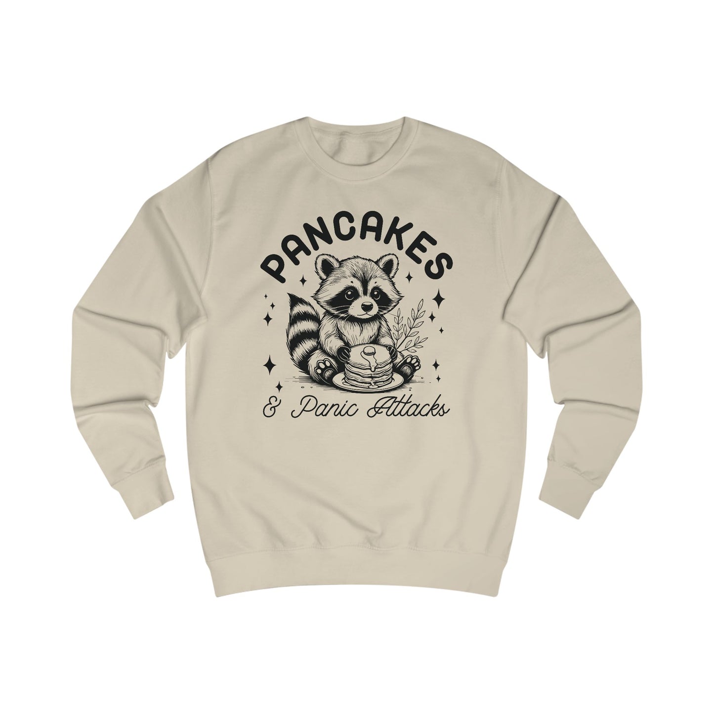 Whimsical Raccoon Sweatshirt, Pancakes and Panic Attacks, Cozy Jumper, Funny Animal Top, Cute Sweater, Gift for Raccoon Lovers