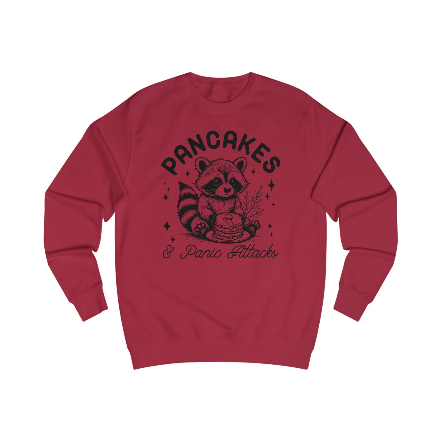 Whimsical Raccoon Sweatshirt, Pancakes and Panic Attacks, Cozy Jumper, Funny Animal Top, Cute Sweater, Gift for Raccoon Lovers