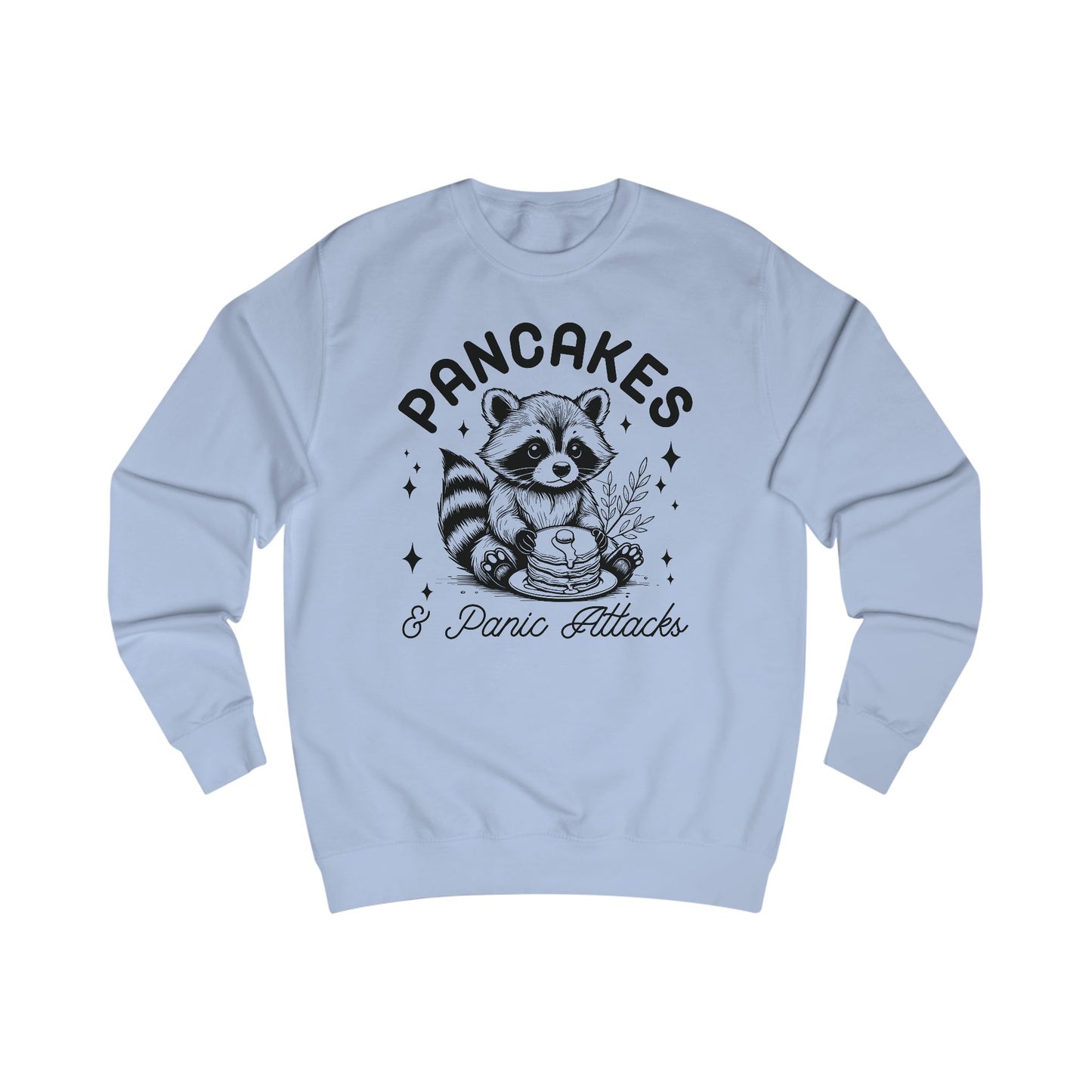 Whimsical Raccoon Sweatshirt, Pancakes and Panic Attacks, Cozy Jumper, Funny Animal Top, Cute Sweater, Gift for Raccoon Lovers