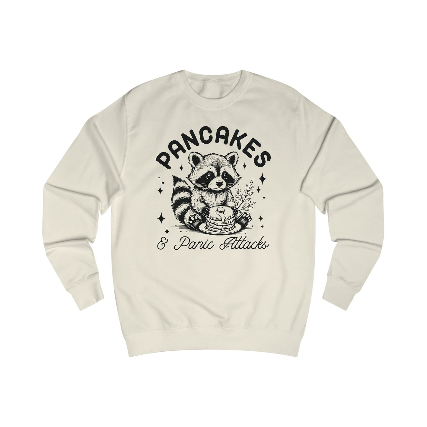 Whimsical Raccoon Sweatshirt, Pancakes and Panic Attacks, Cozy Jumper, Funny Animal Top, Cute Sweater, Gift for Raccoon Lovers