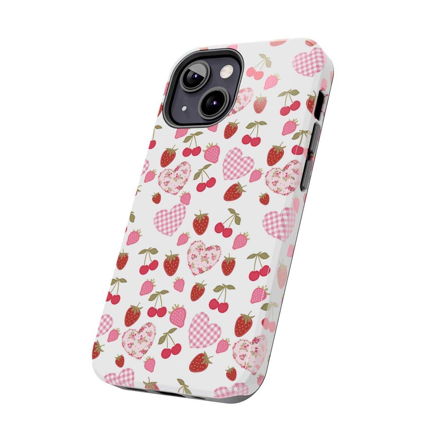 Hearts and Berries Phone Case, Coquette Design Case, Durable Phone Case, Tough Phone Cases