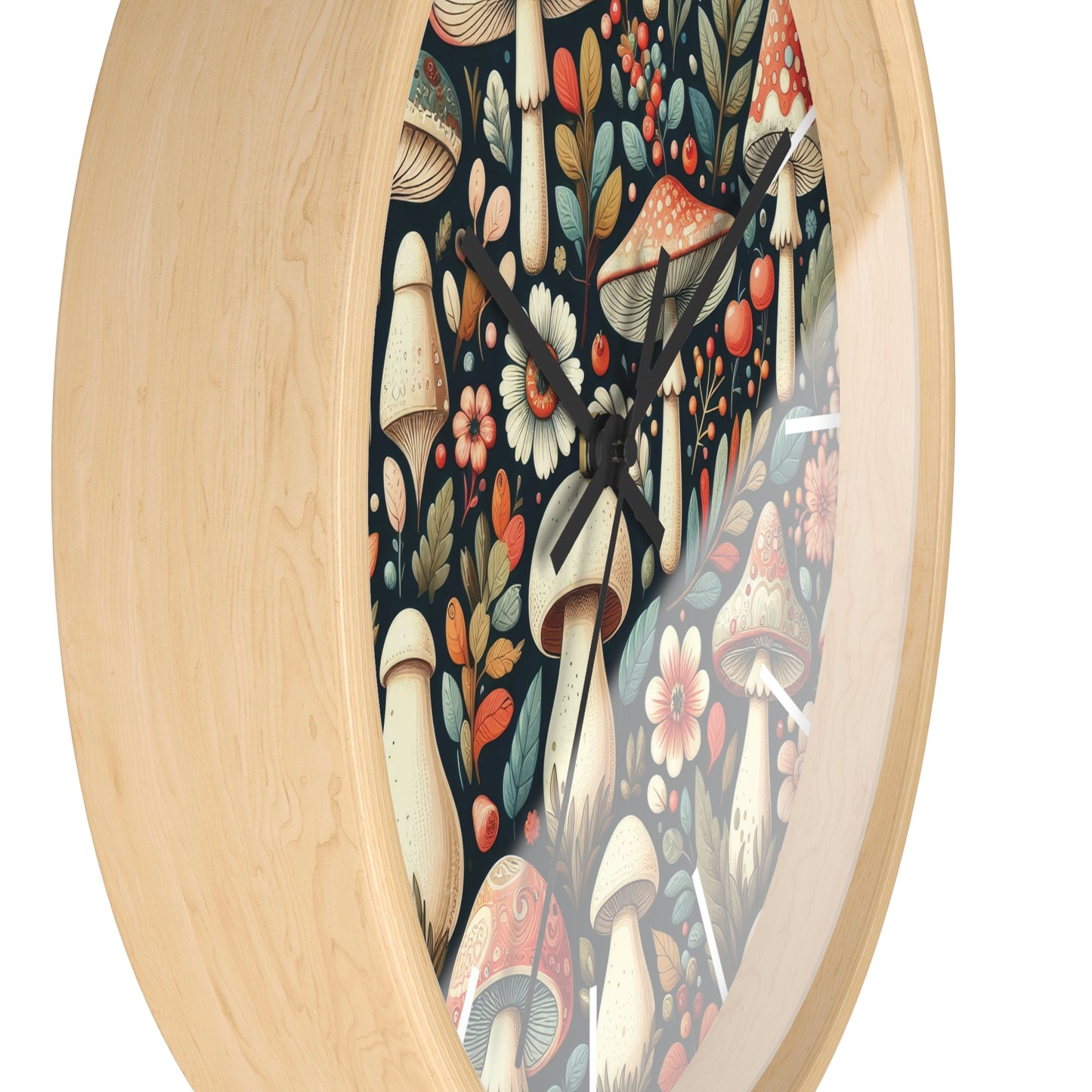 Botanical Mushroom Wall Clock, Nature Themed Clock, Botanical Wall Clock, Unique Wall Clock