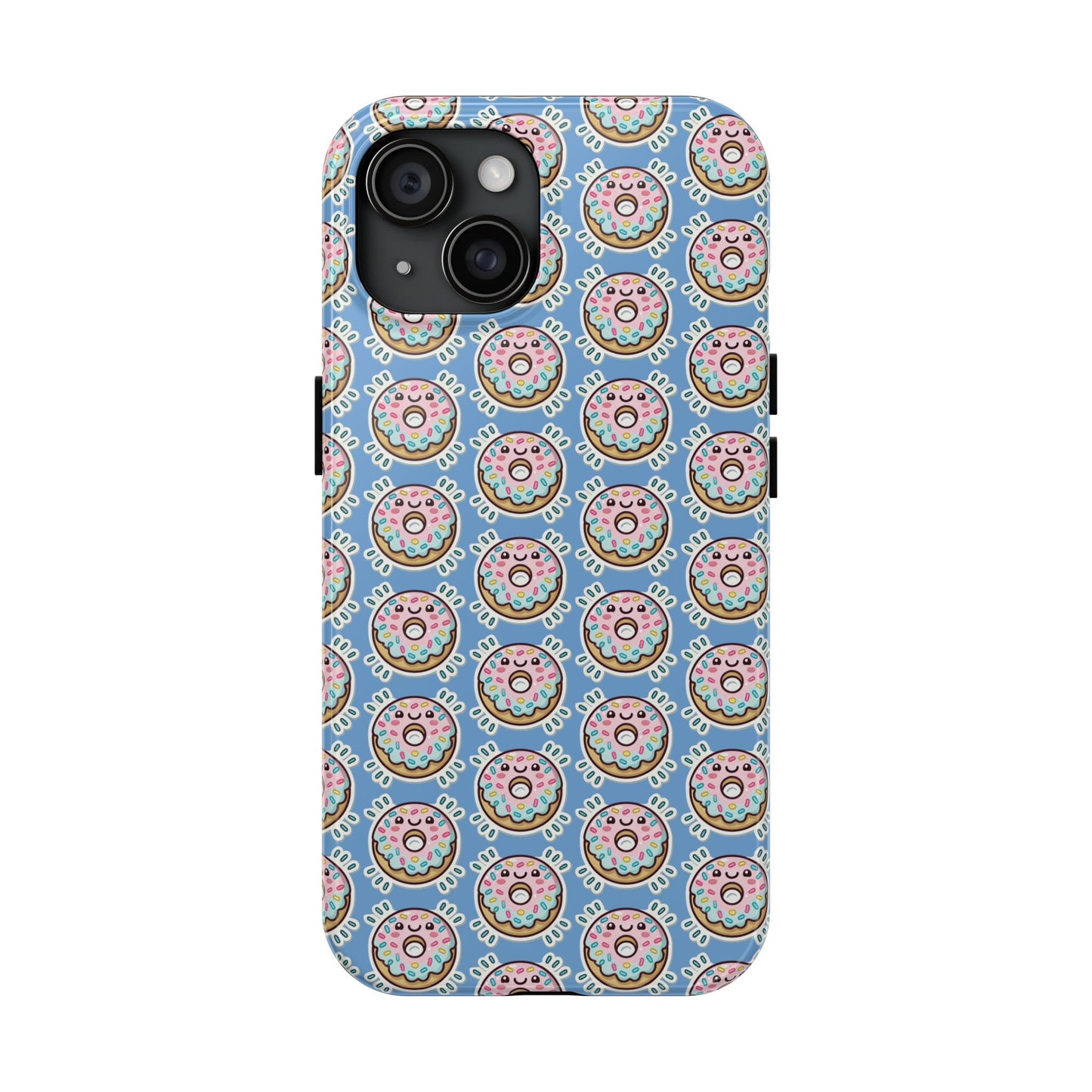 Phone Case, Korean Pop Art Sprinkle Donut Design with Periwinkle Background - Tough Protective Cover, Cute Kawaii Gift, Unique Cellphone