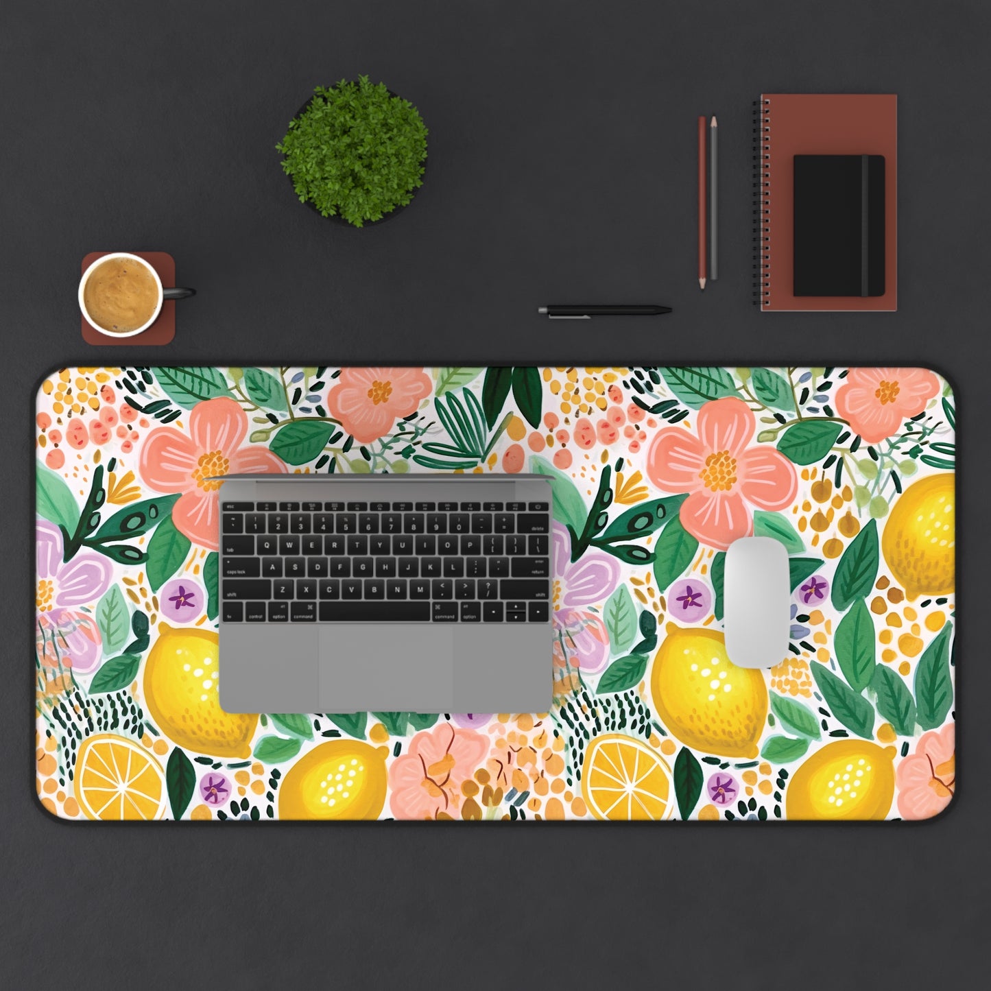 Citrus Garden Desk Mat, Whimsical Aesthetic Desk Protector, Colorful Desk Mat, Aesthetic Desk Mat, Large Desk Mat