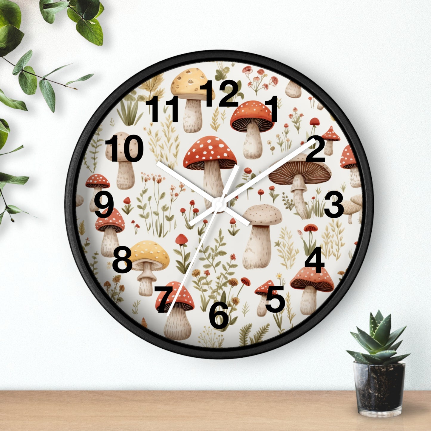 Mushroom and Meadow Wall Clock