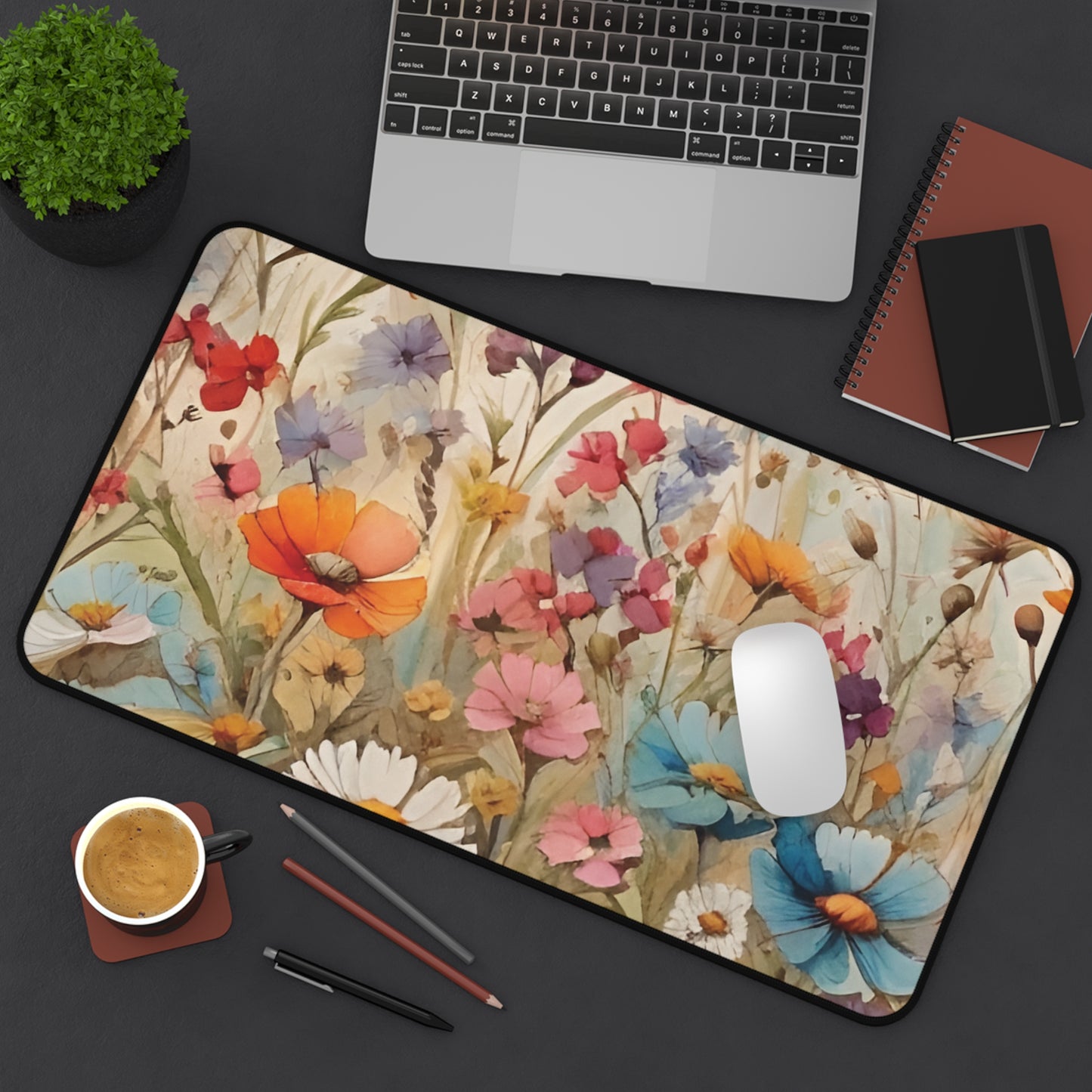 Wildflowers Desk Mat, Whimsical Aesthetic Desk Protector, Nature themed Desk Mat, Aesthetic Desk Mat, Large Desk Mat