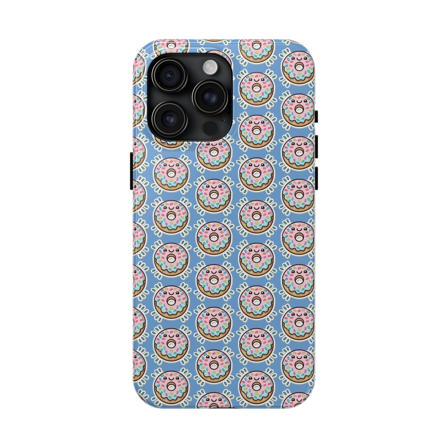 Phone Case, Korean Pop Art Sprinkle Donut Design with Periwinkle Background - Tough Protective Cover, Cute Kawaii Gift, Unique Cellphone