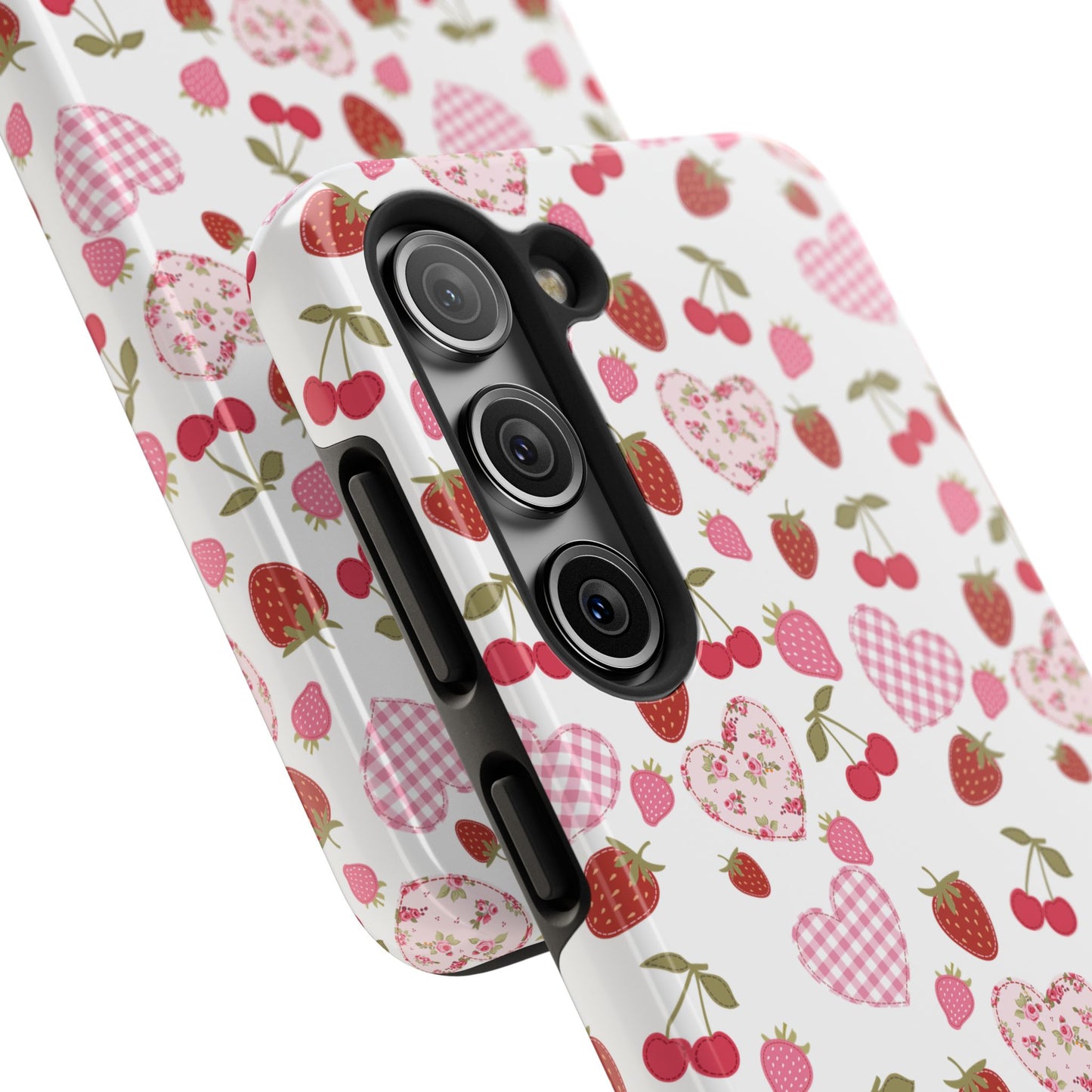 Hearts and Berries Phone Case, Coquette Design Case, Durable Phone Case, Tough Phone Cases