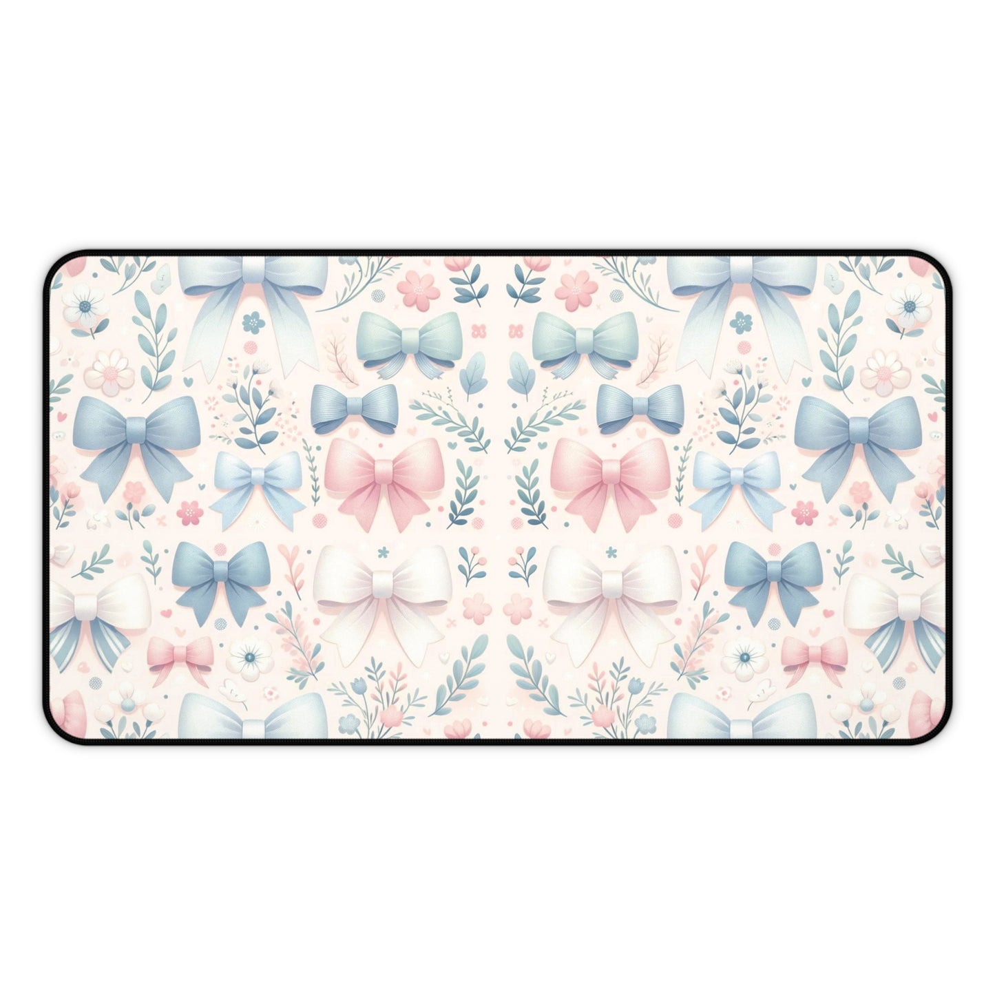 Floral and Bow Desk Mat, Coquette Desk Mat, Floral Desk Pad, Feminine Desk Mat, Desk Protector, Whimsical Art