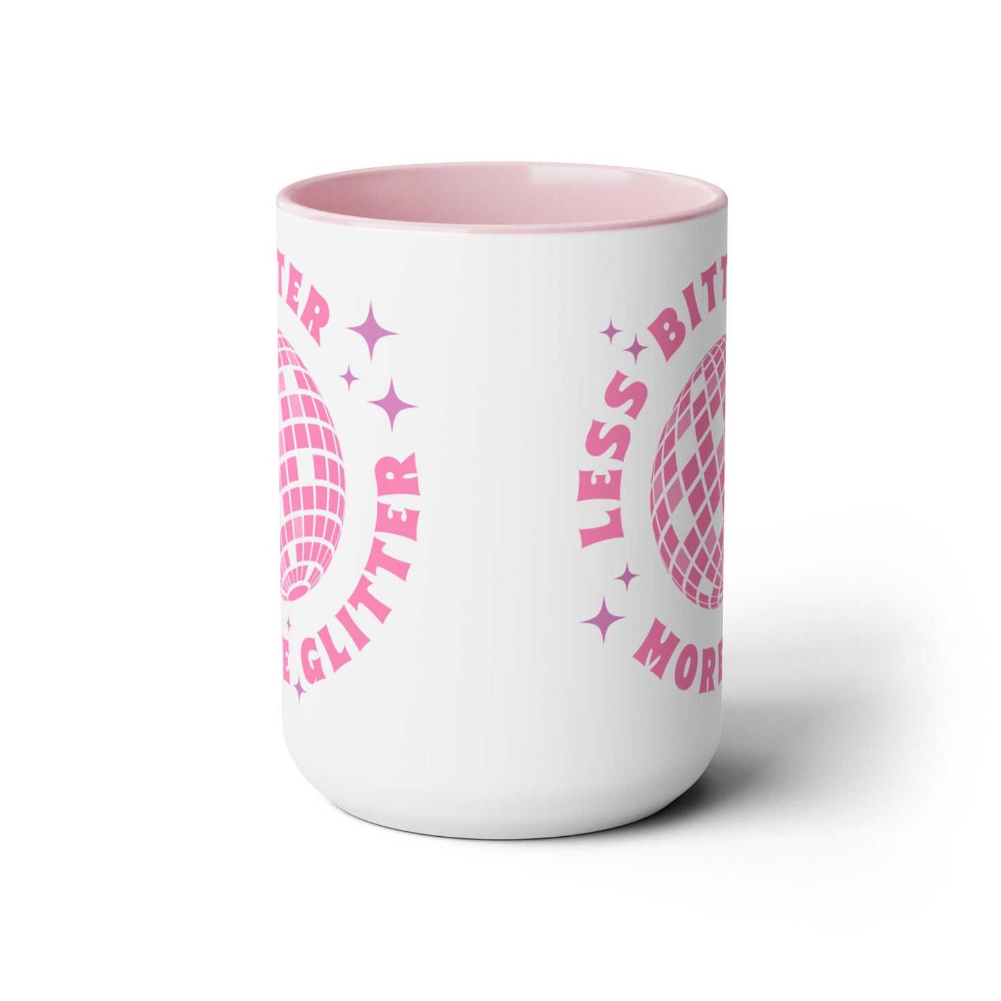 Less Bitter More Glitter Two-Tone Coffee Mugs, 15oz