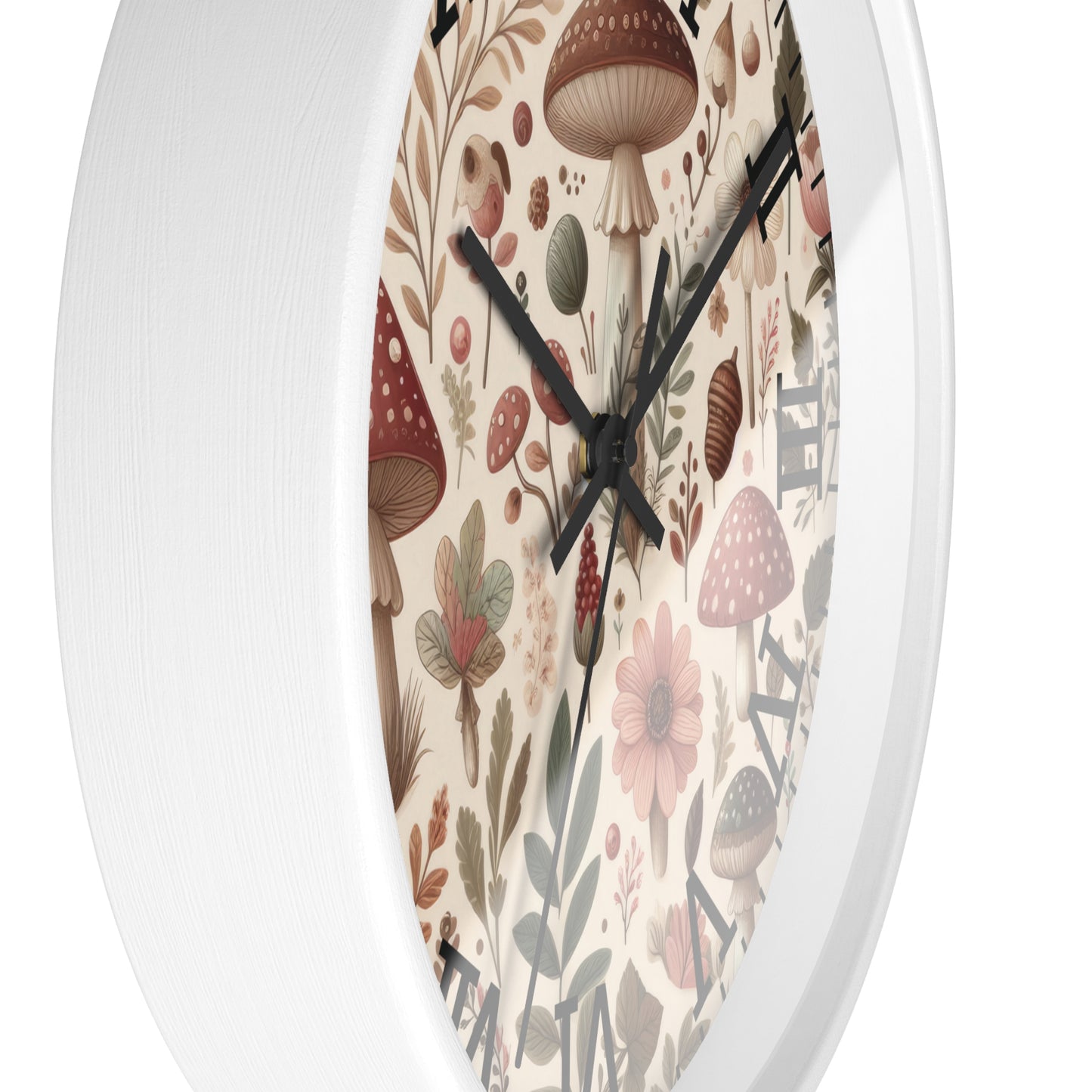 Botanical Mushroom Wall Clock, Nature Themed Clock, Botanical Wall Clock, Unique Wall Clock