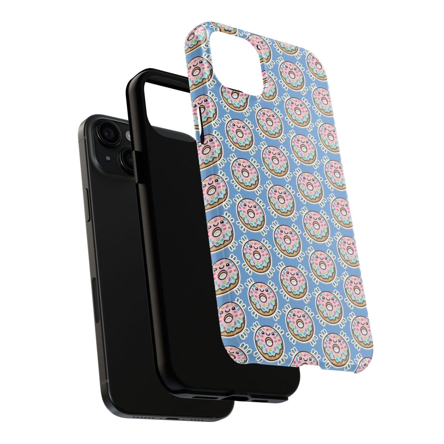 Phone Case, Korean Pop Art Sprinkle Donut Design with Periwinkle Background - Tough Protective Cover, Cute Kawaii Gift, Unique Cellphone