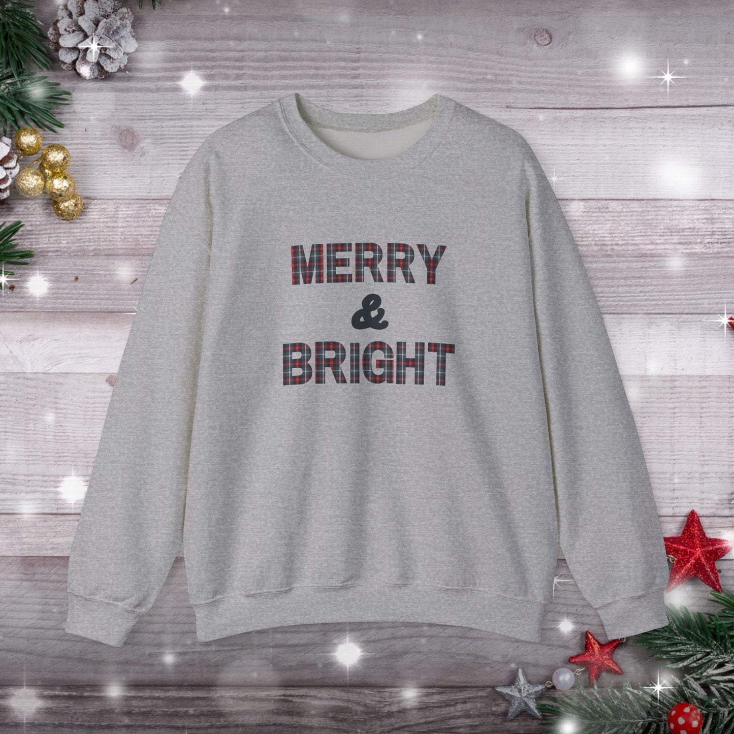 Merry & Bright Christmas Plaid Unisex Heavy Blend™ Crewneck Sweatshirt