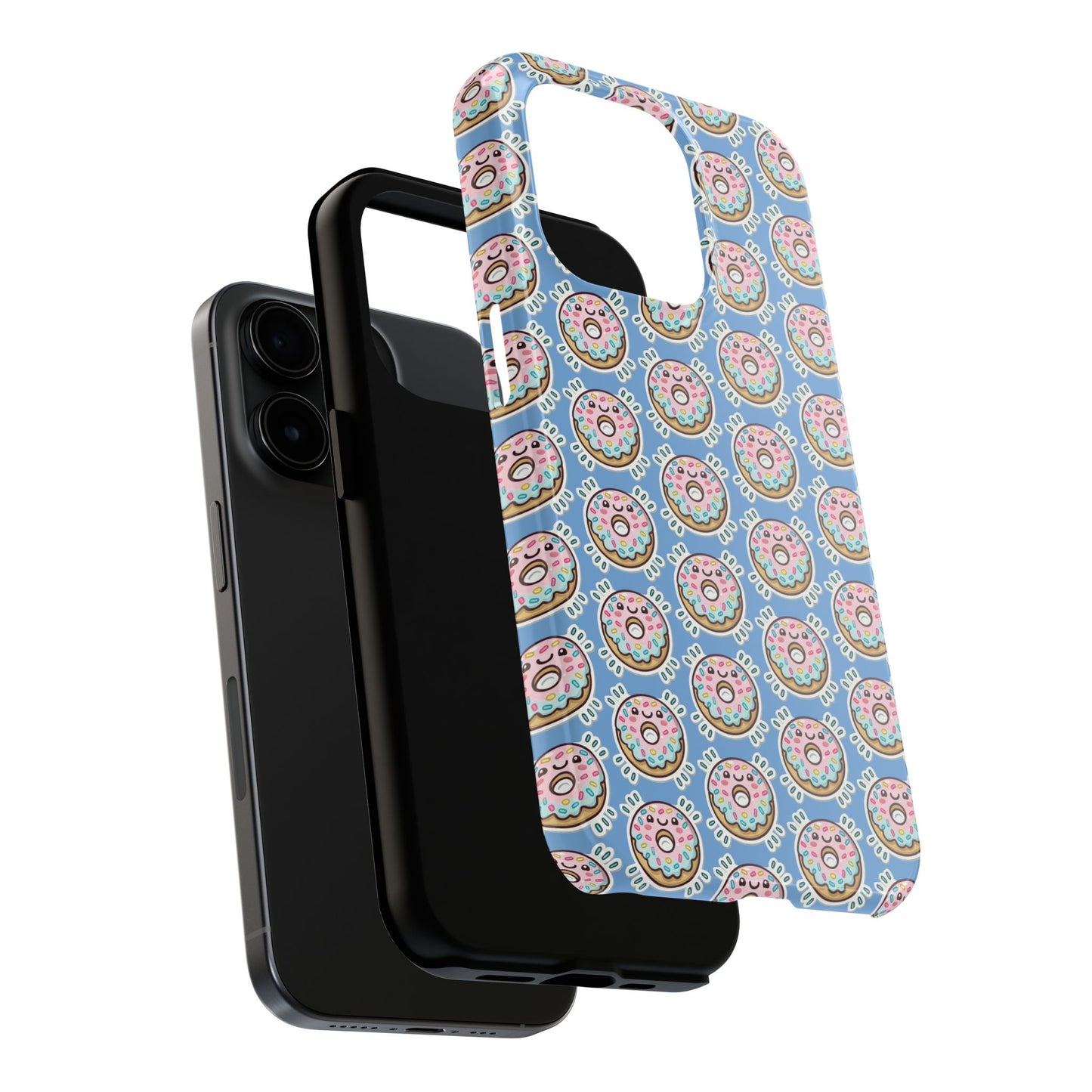 Phone Case, Korean Pop Art Sprinkle Donut Design with Periwinkle Background - Tough Protective Cover, Cute Kawaii Gift, Unique Cellphone