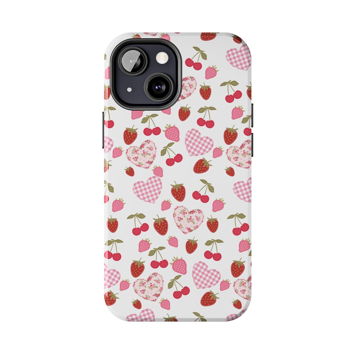 Hearts and Berries Phone Case, Coquette Design Case, Durable Phone Case, Tough Phone Cases