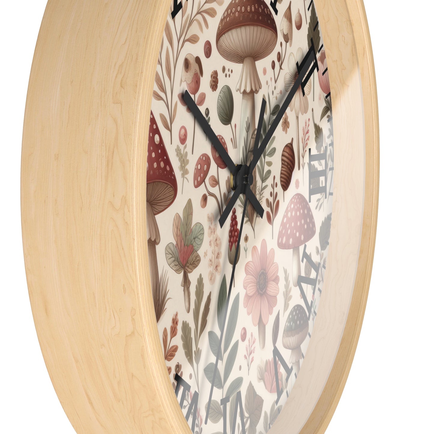 Botanical Mushroom Wall Clock, Nature Themed Clock, Botanical Wall Clock, Unique Wall Clock