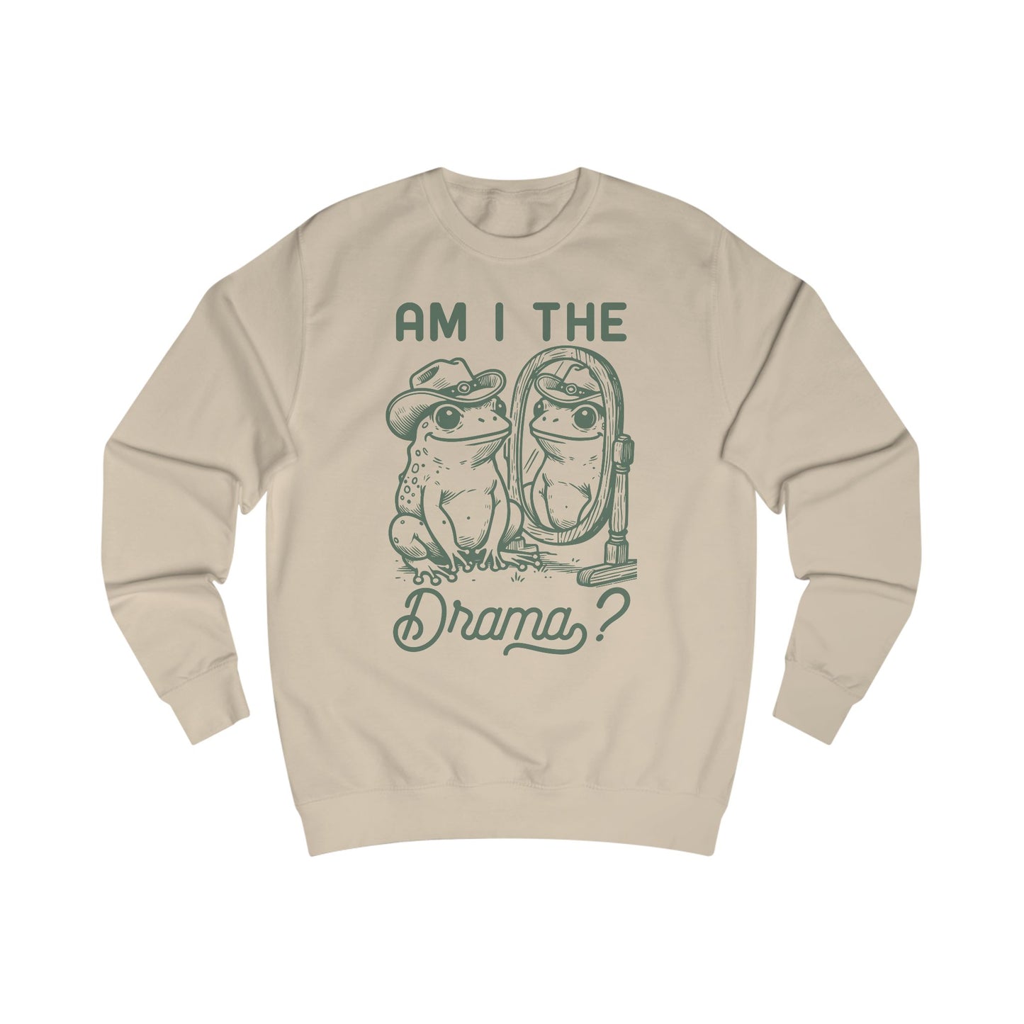 Funny Frog in Cowboy Hat Unisex Sweatshirt - Am I the Drama, Frog Lover Gift, Animal Graphic Tee, Hilarious Sweatshirt, Farm Animal Shirt