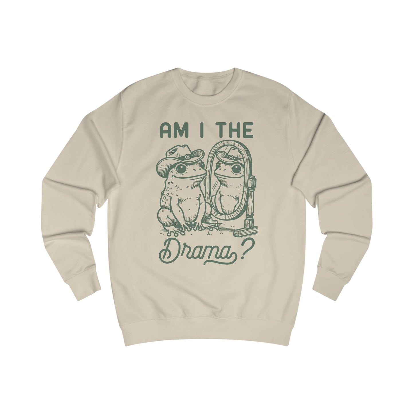 Funny Frog in Cowboy Hat Unisex Sweatshirt - Am I the Drama, Frog Lover Gift, Animal Graphic Tee, Hilarious Sweatshirt, Farm Animal Shirt