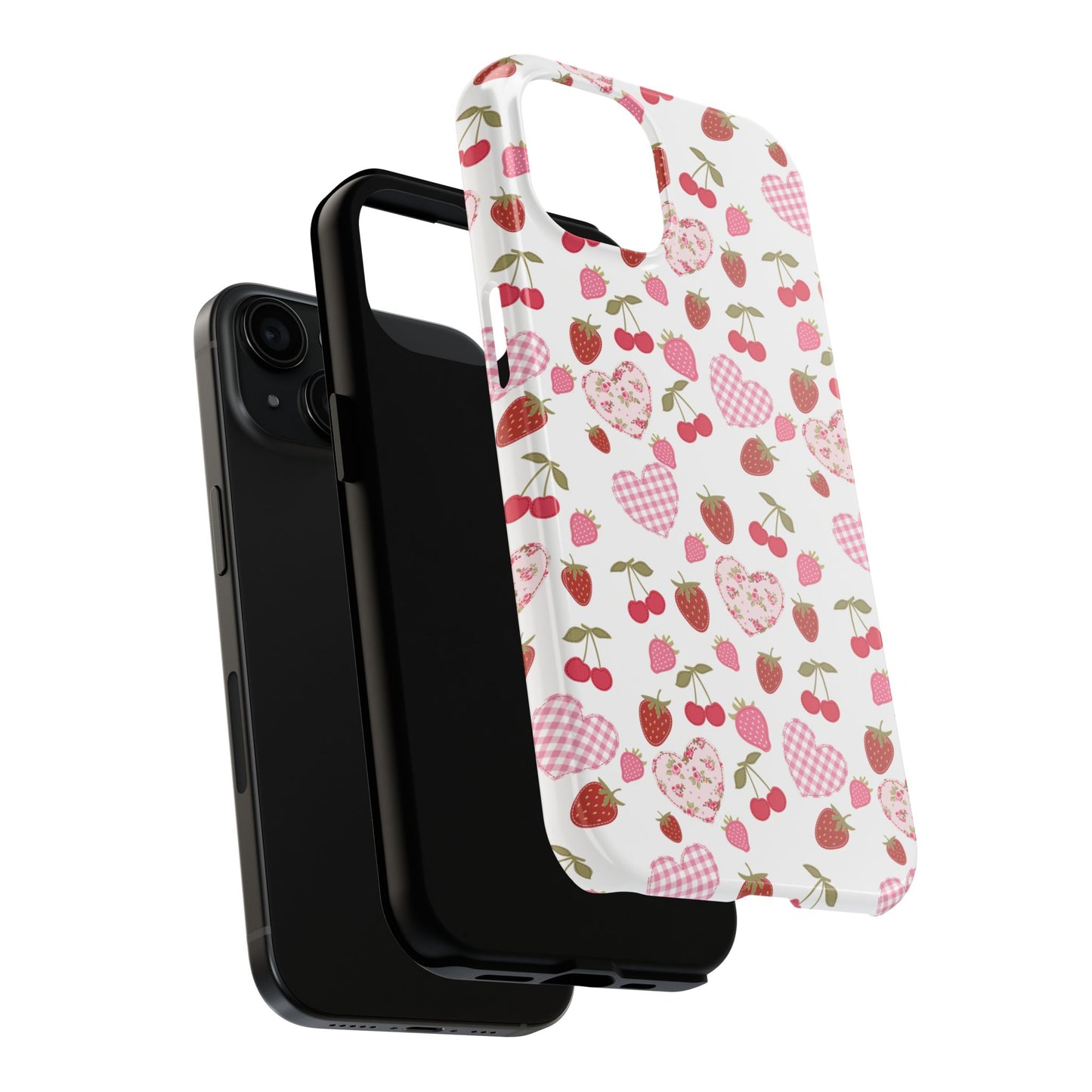 Hearts and Berries Phone Case, Coquette Design Case, Durable Phone Case, Tough Phone Cases