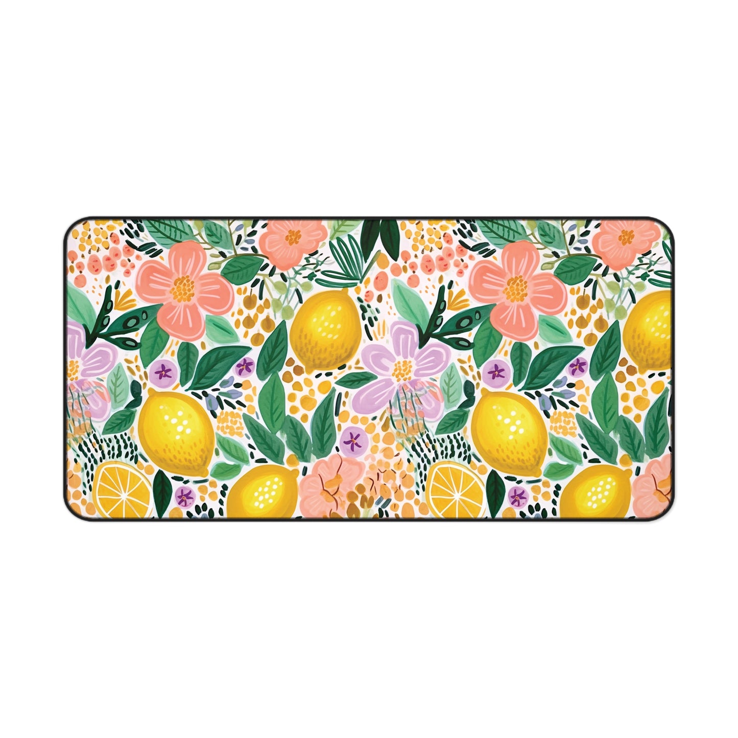 Citrus Garden Desk Mat, Whimsical Aesthetic Desk Protector, Colorful Desk Mat, Aesthetic Desk Mat, Large Desk Mat