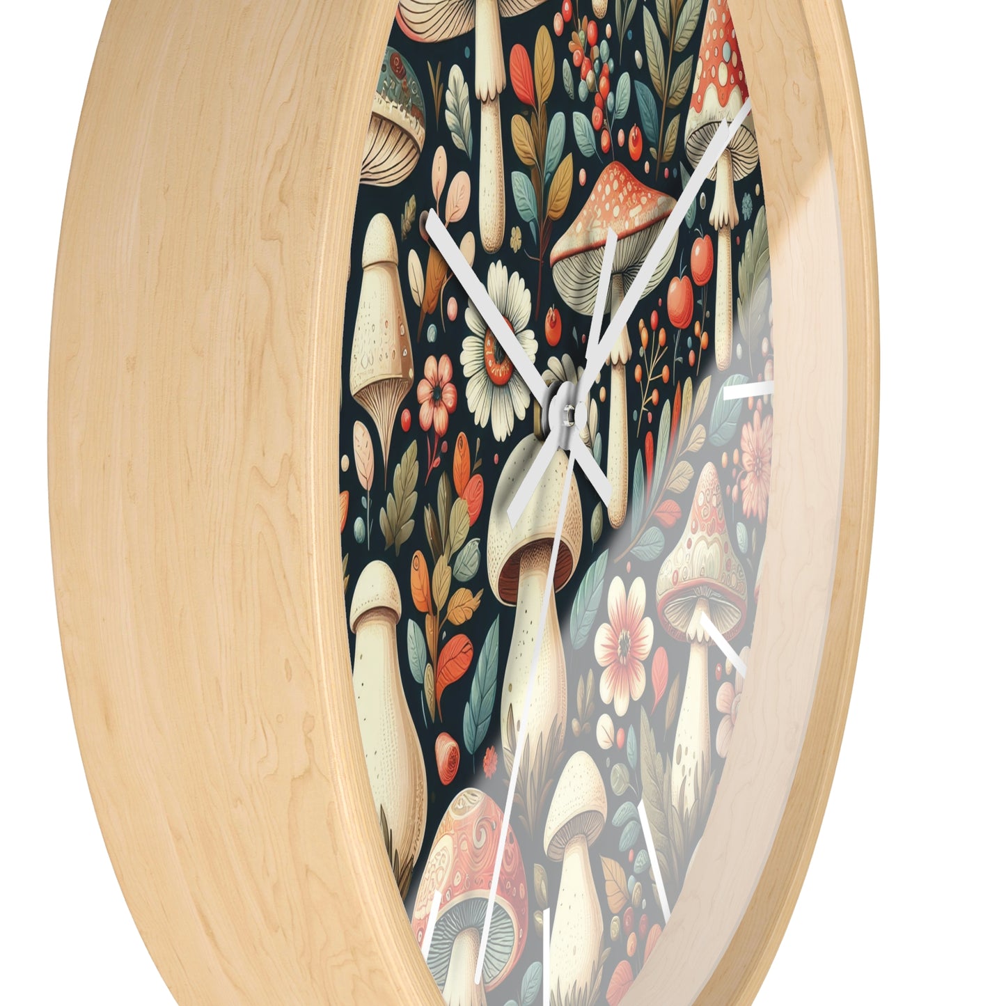 Botanical Mushroom Wall Clock, Nature Themed Clock, Botanical Wall Clock, Unique Wall Clock