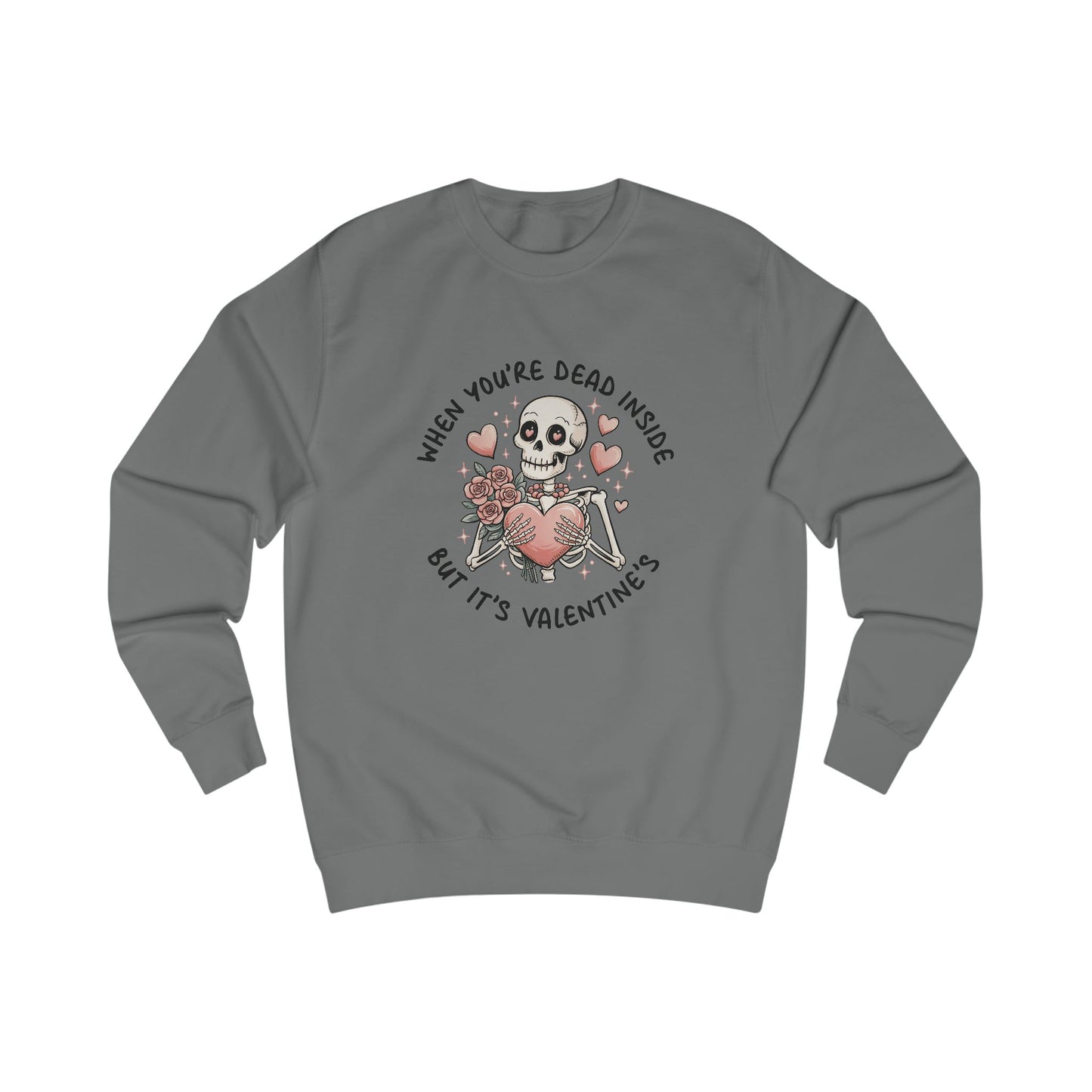 Skeleton Heart Roses Sweatshirt, Dead Inside Valentine's Day Jumper, Gothic Love Pullover, Spooky Unisex Top, Halloween Gift, Emo Clothing