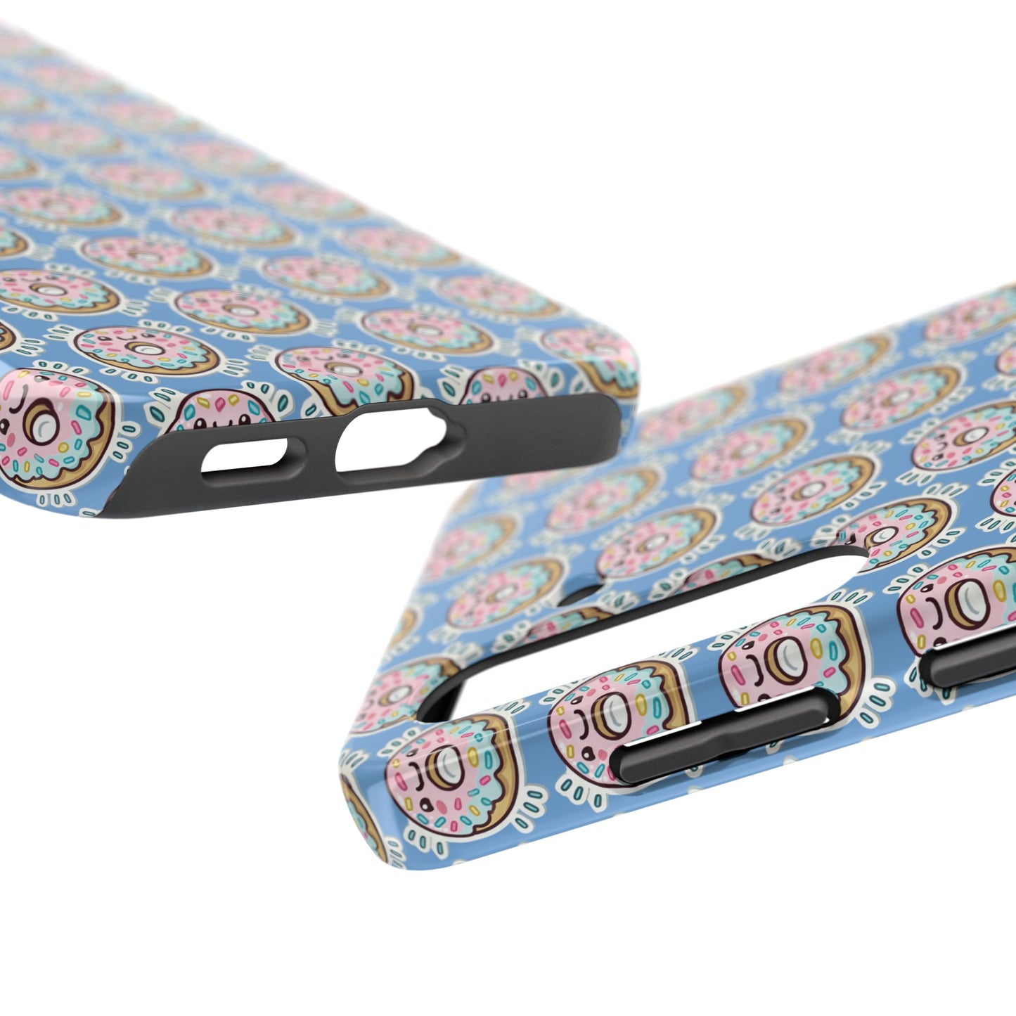 Phone Case, Korean Pop Art Sprinkle Donut Design with Periwinkle Background - Tough Protective Cover, Cute Kawaii Gift, Unique Cellphone