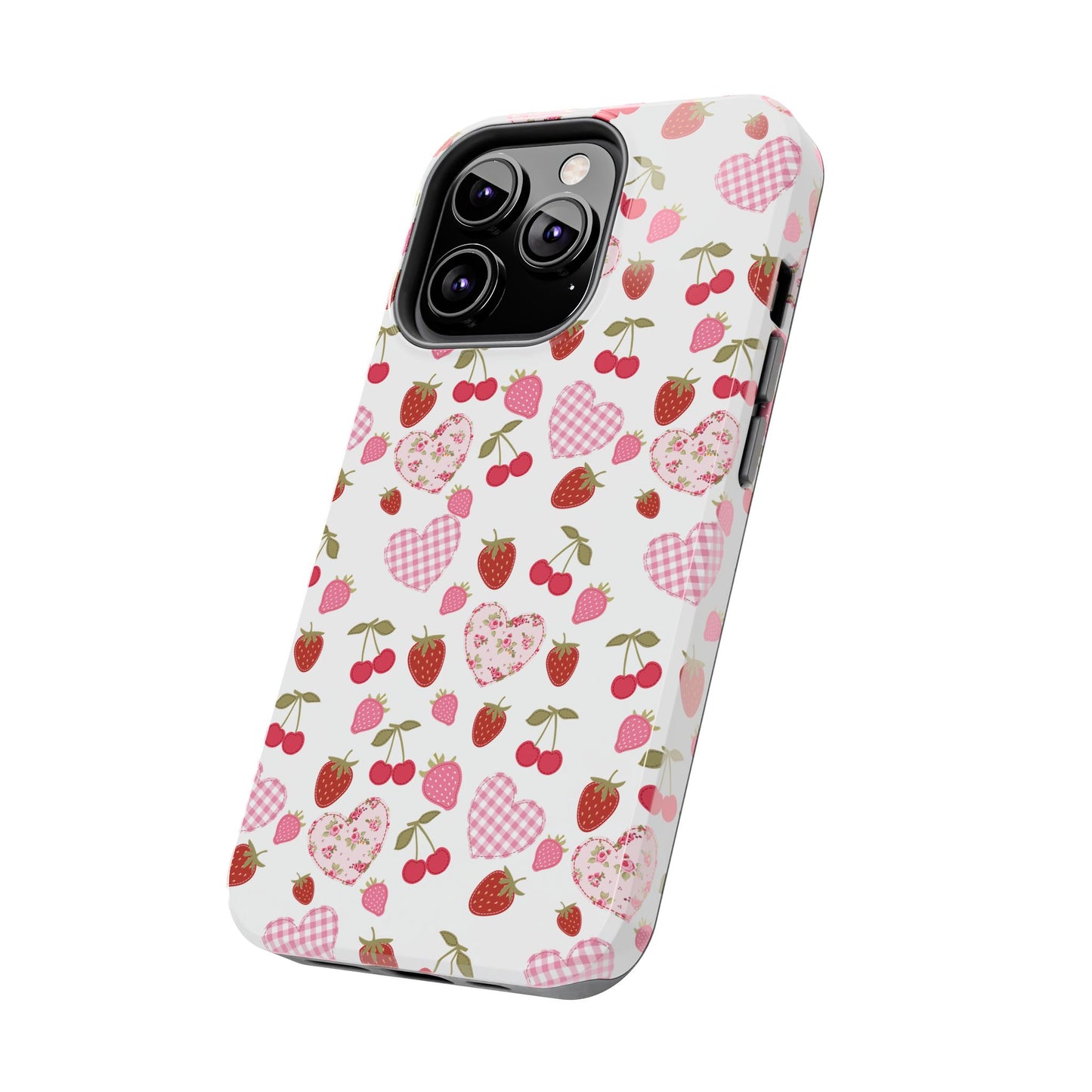 Hearts and Berries Phone Case, Coquette Design Case, Durable Phone Case, Tough Phone Cases