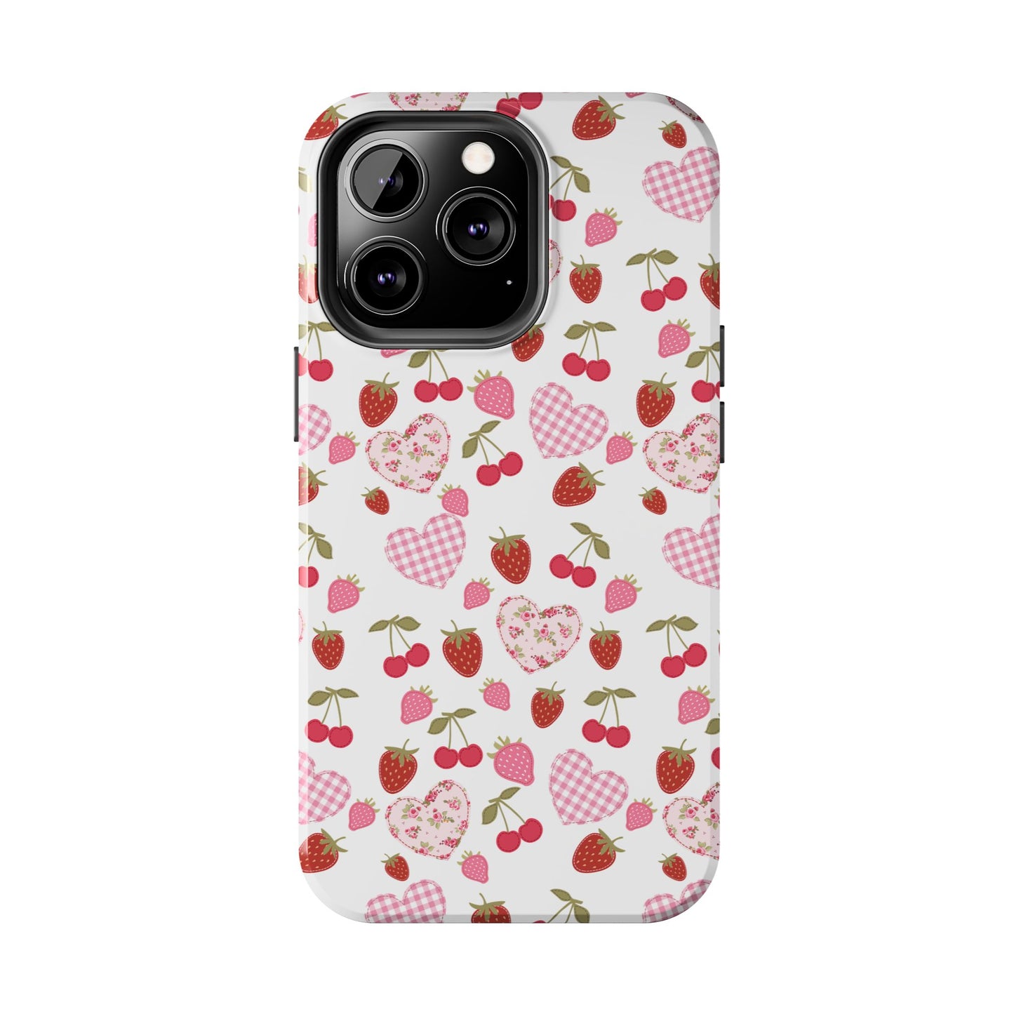 Hearts and Berries Phone Case, Coquette Design Case, Durable Phone Case, Tough Phone Cases
