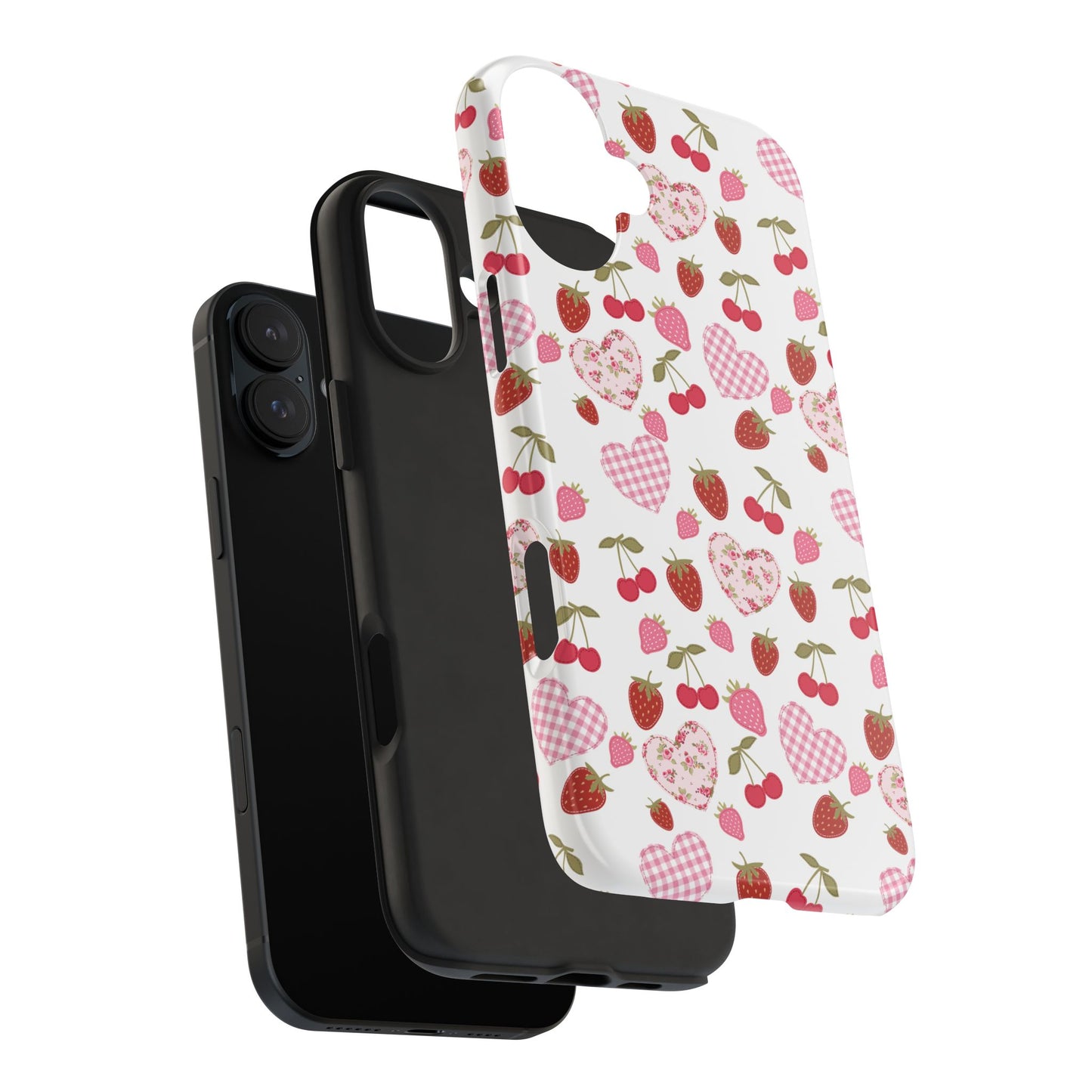 Hearts and Berries Phone Case, Coquette Design Case, Durable Phone Case, Tough Phone Cases