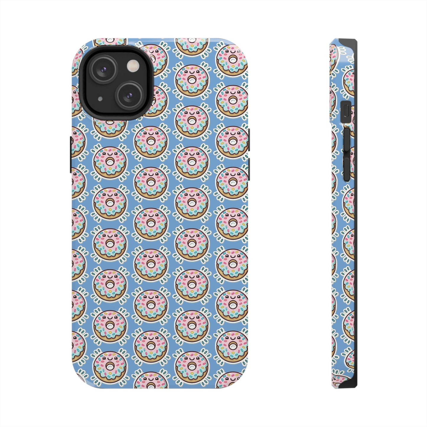Phone Case, Korean Pop Art Sprinkle Donut Design with Periwinkle Background - Tough Protective Cover, Cute Kawaii Gift, Unique Cellphone