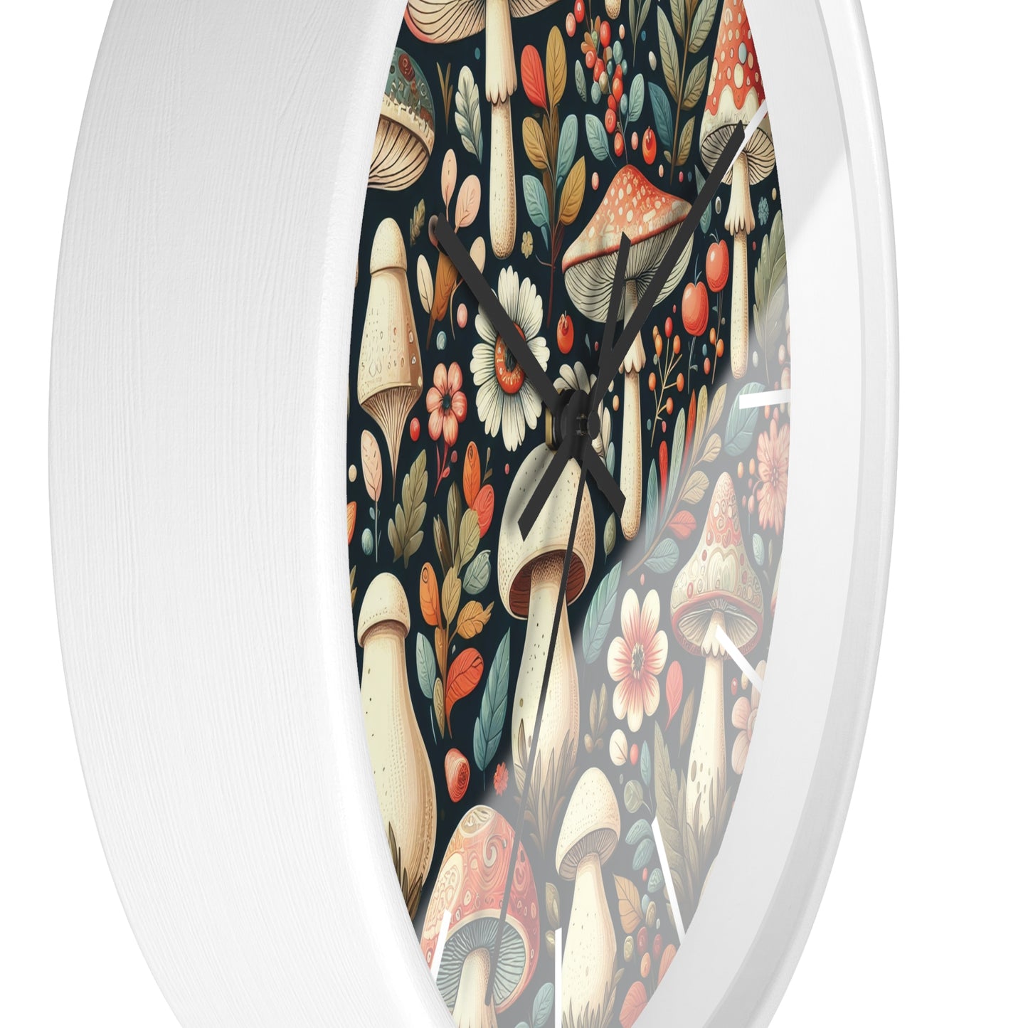 Botanical Mushroom Wall Clock, Nature Themed Clock, Botanical Wall Clock, Unique Wall Clock