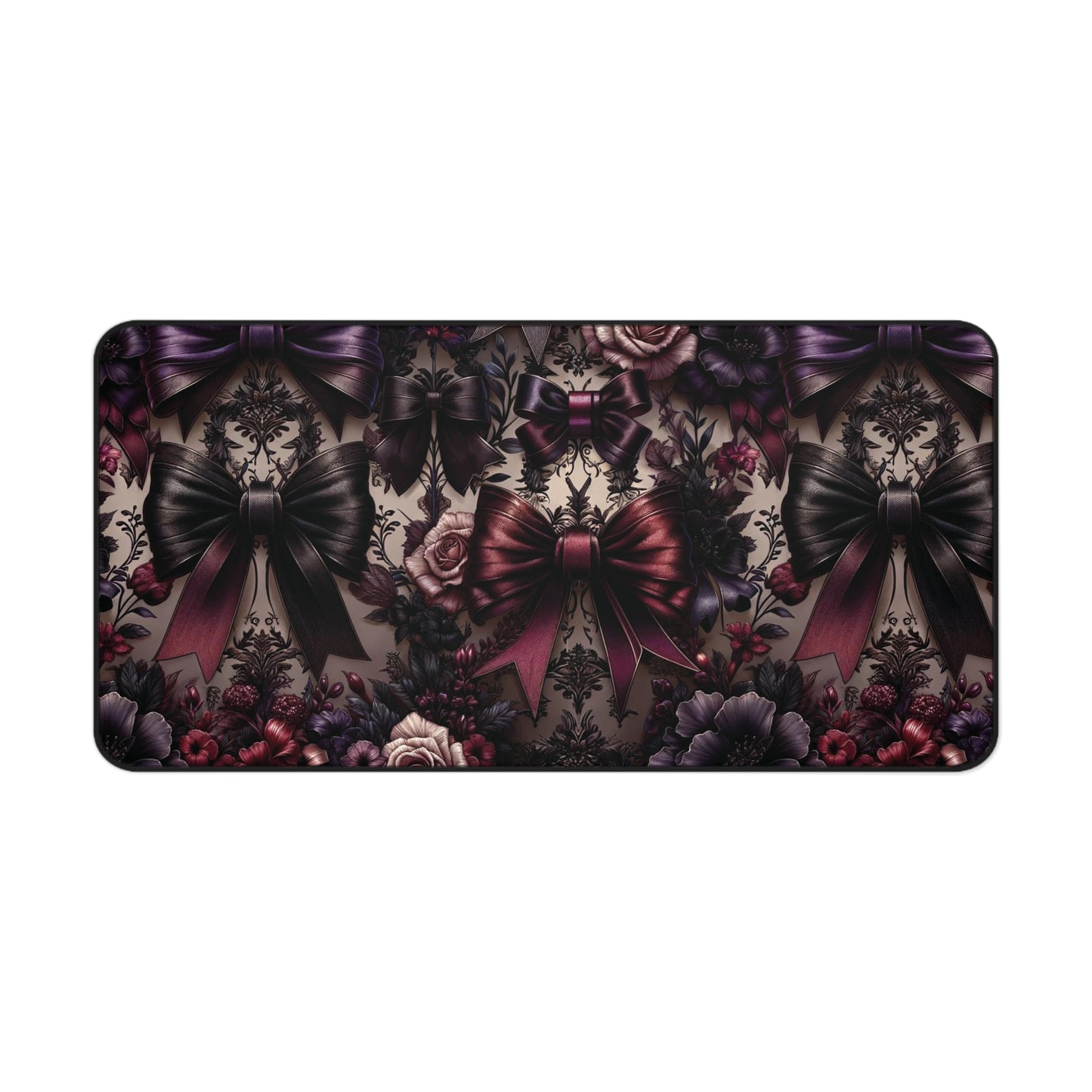 Gothic Floral Desk Mat, Gothic Coquette Mat, Coquette Desk Mat, Bow Desk Mat, Large Desk Mat, Cute Desk Mat, Desk Protector