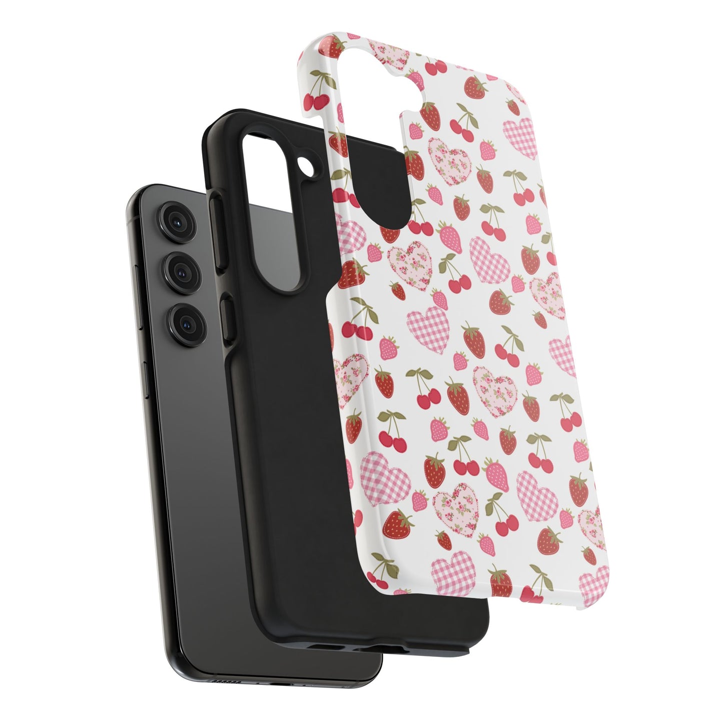 Hearts and Berries Phone Case, Coquette Design Case, Durable Phone Case, Tough Phone Cases