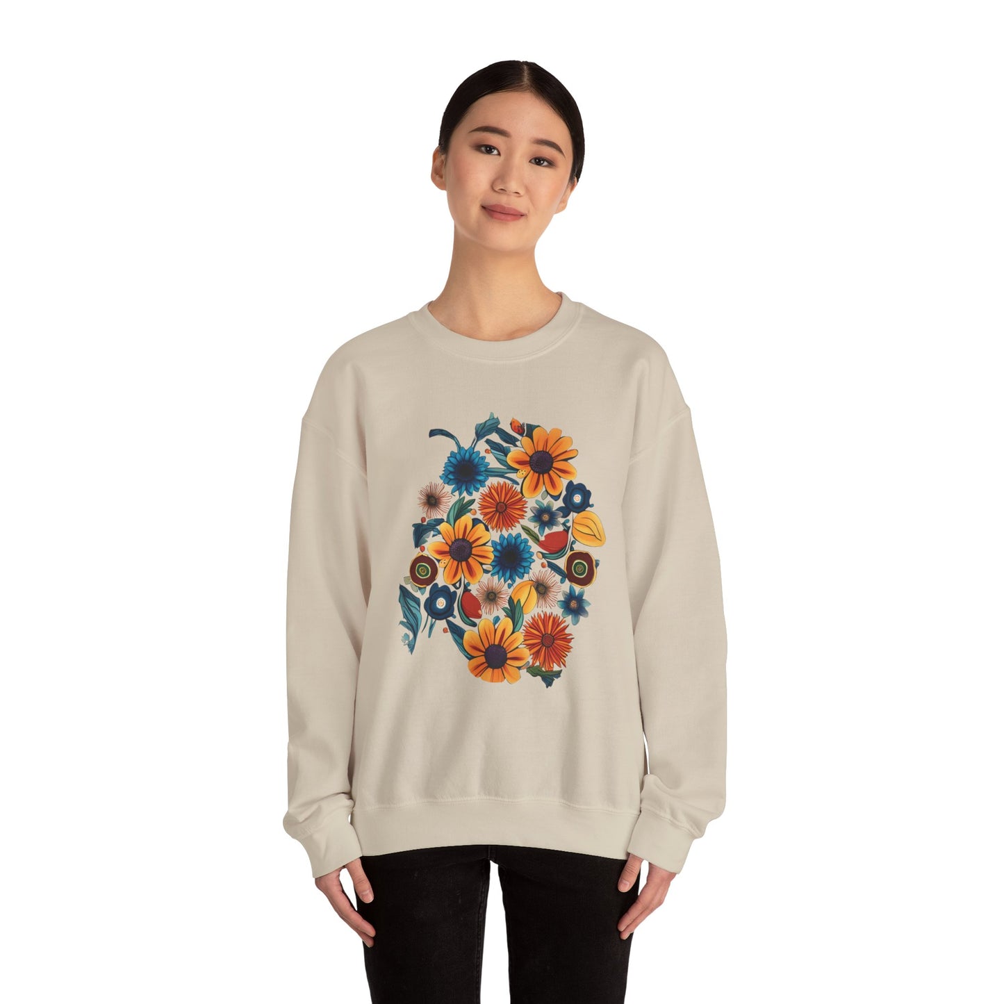 Bohemian Fall Floral Unisex Heavy Blend™ Crewneck Sweatshirt