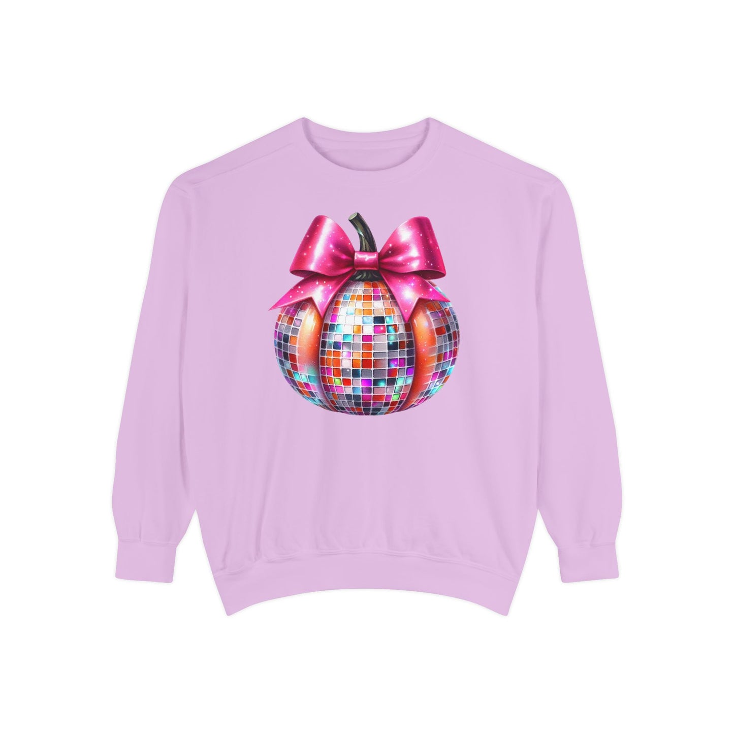 Copy of Disco Ball Pumpkin Sweatshirt - Vibrant Pink Bow Coquette Aesthetic, Unisex Jumper, Halloween Sweatshirt, Retro