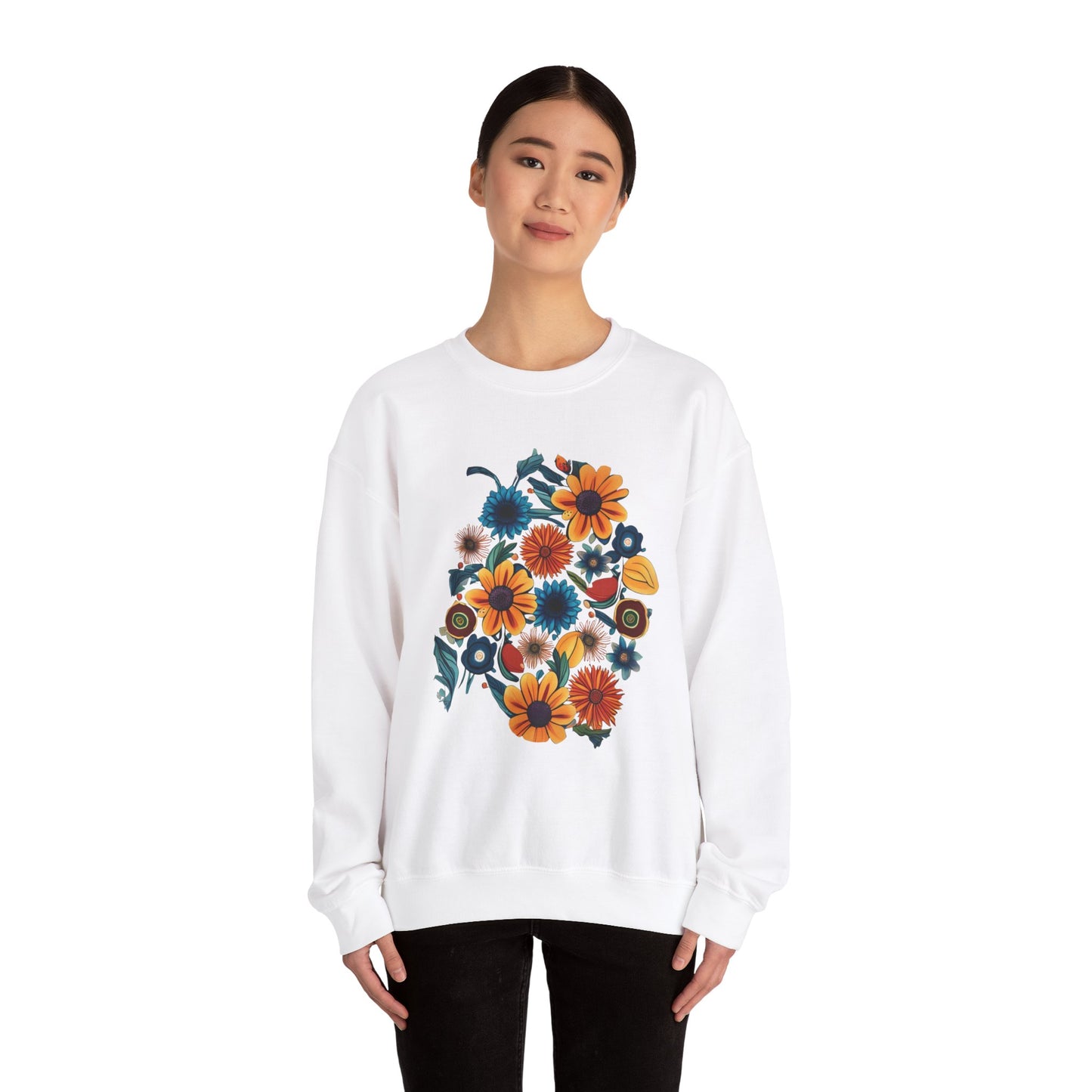 Bohemian Fall Floral Unisex Heavy Blend™ Crewneck Sweatshirt