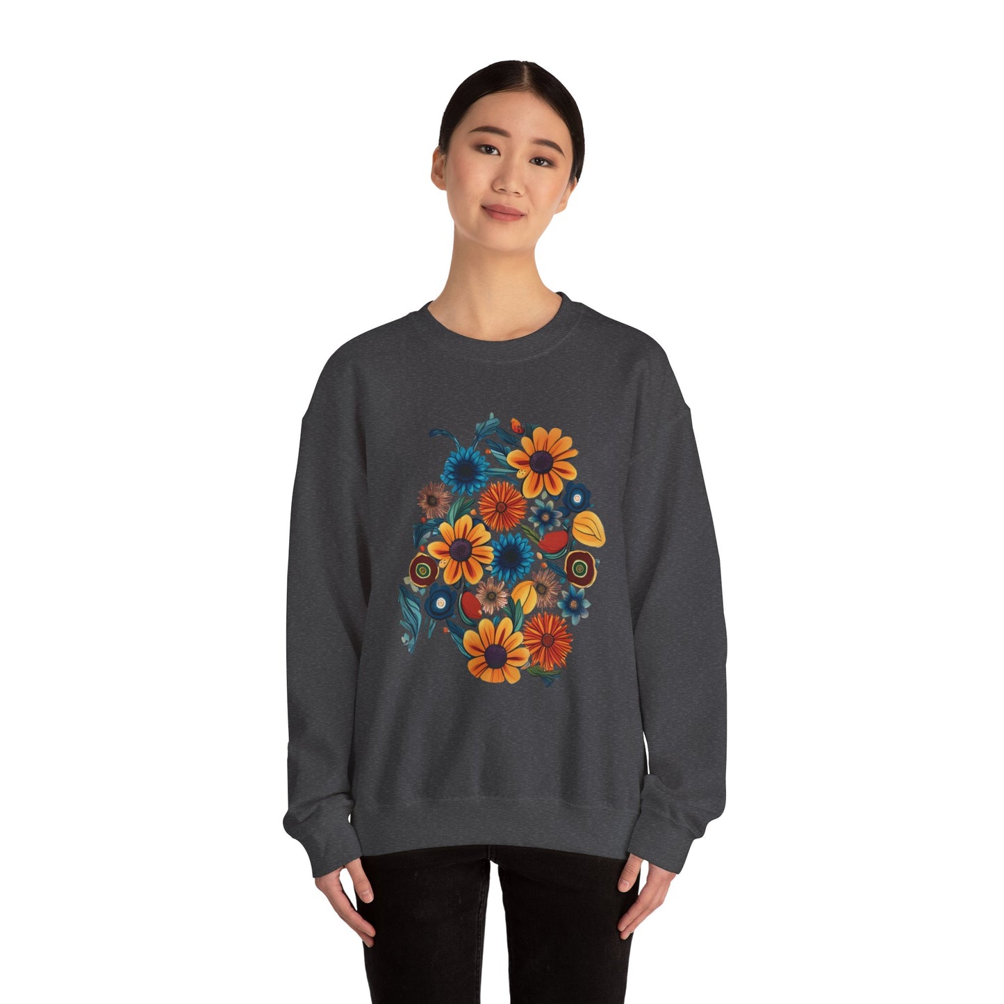 Bohemian Fall Floral Unisex Heavy Blend™ Crewneck Sweatshirt