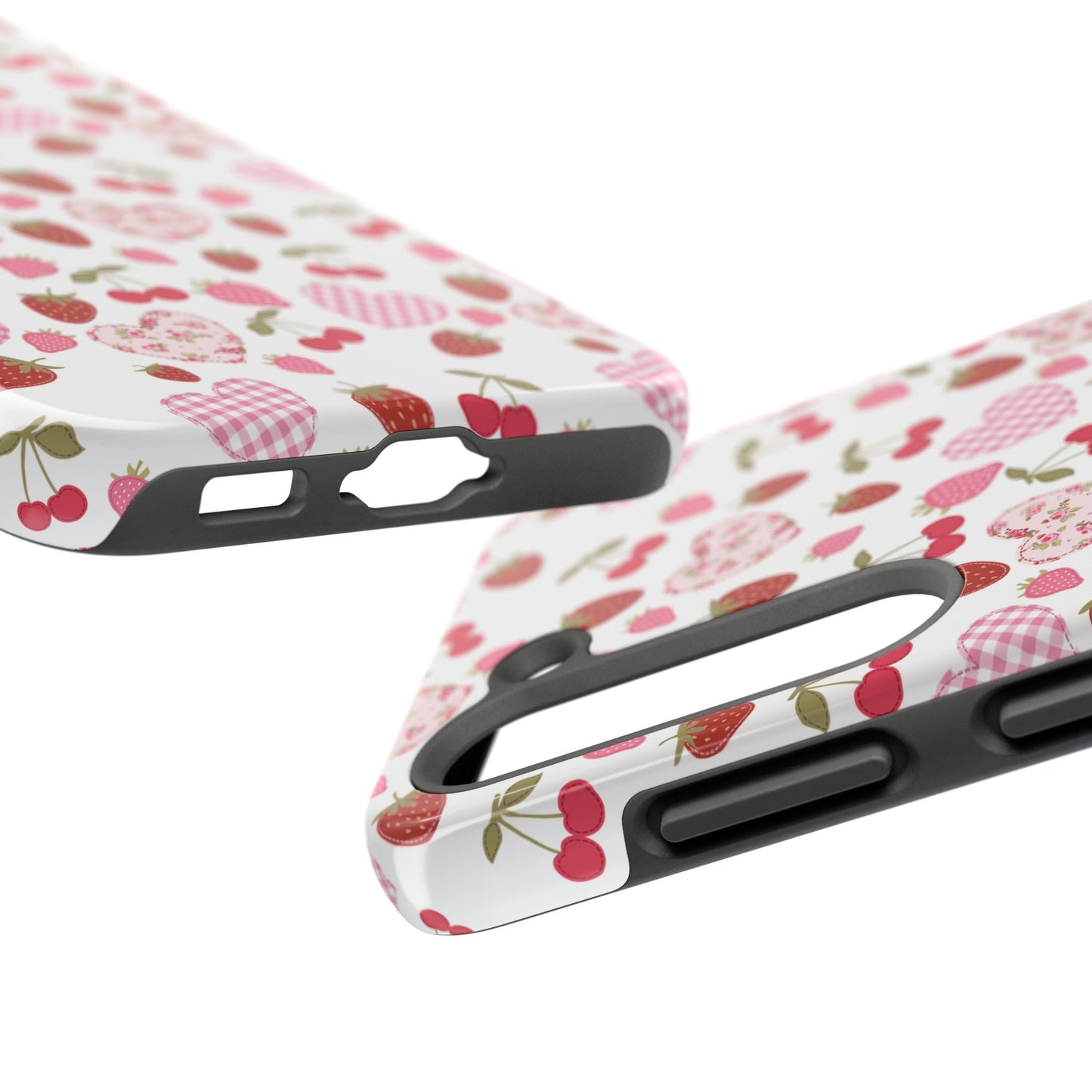 Hearts and Berries Phone Case, Coquette Design Case, Durable Phone Case, Tough Phone Cases