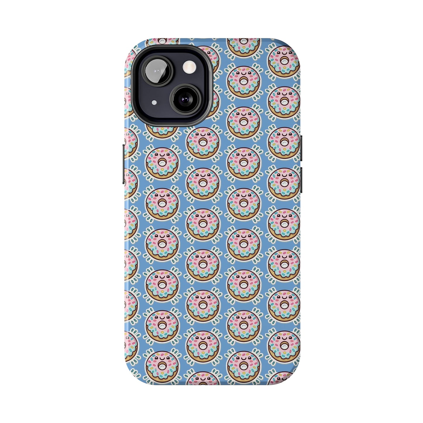 Phone Case, Korean Pop Art Sprinkle Donut Design with Periwinkle Background - Tough Protective Cover, Cute Kawaii Gift, Unique Cellphone